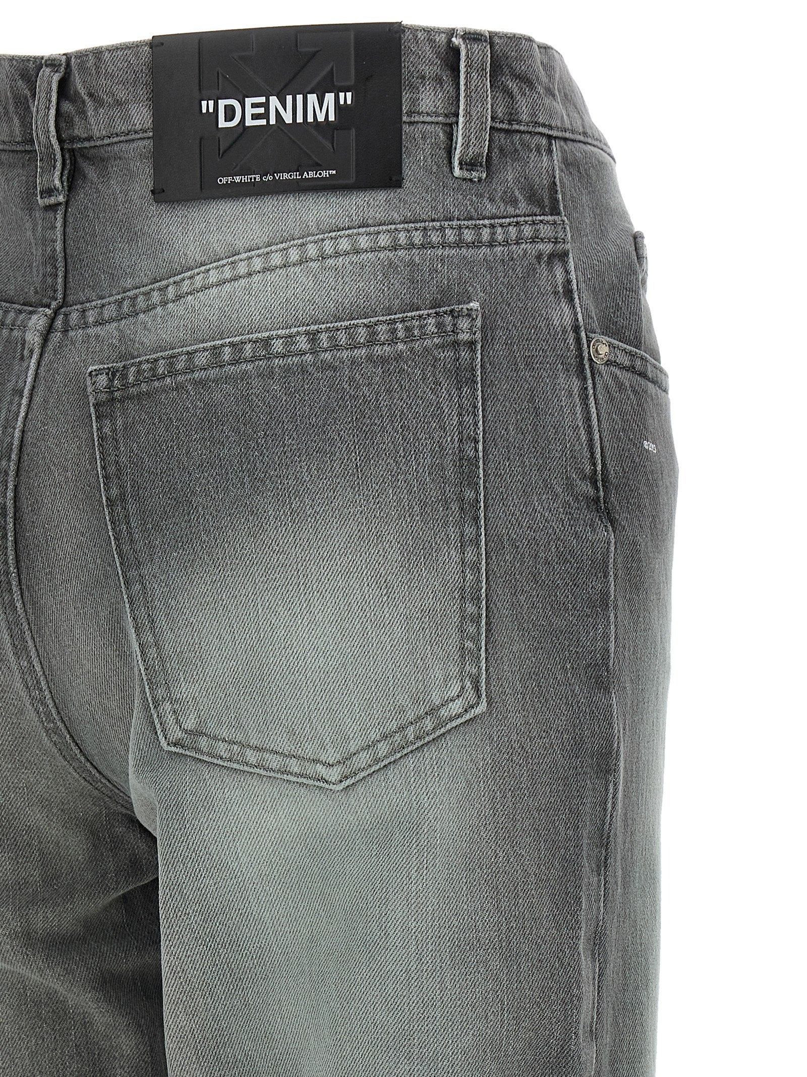 Off-White Gray Cotton Straight-Leg Women's Jeans