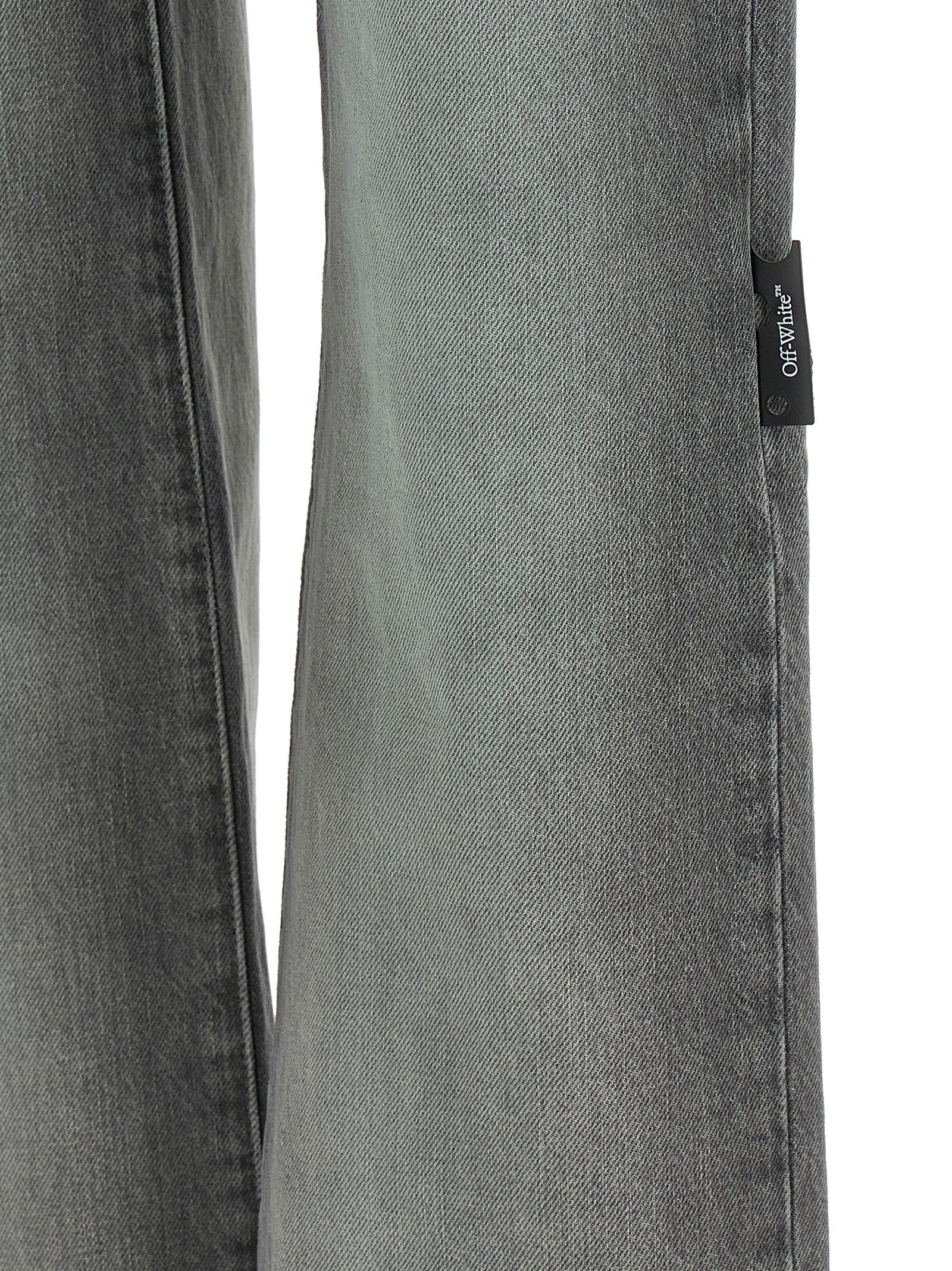 Off-White Gray Cotton Straight-Leg Women's Jeans
