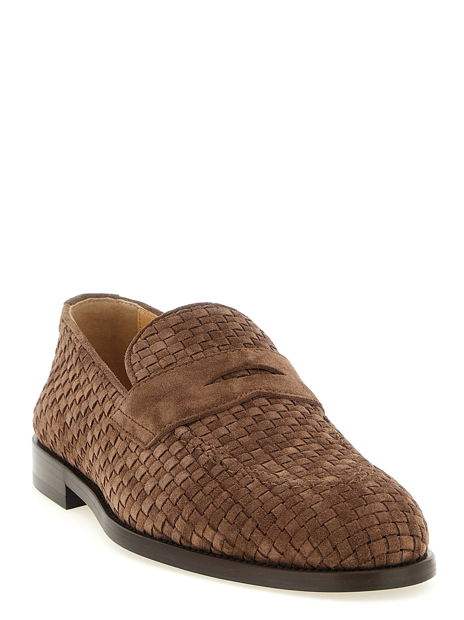 Brunello Cucinelli Brown Calfskin Slip-On Men's Loafers