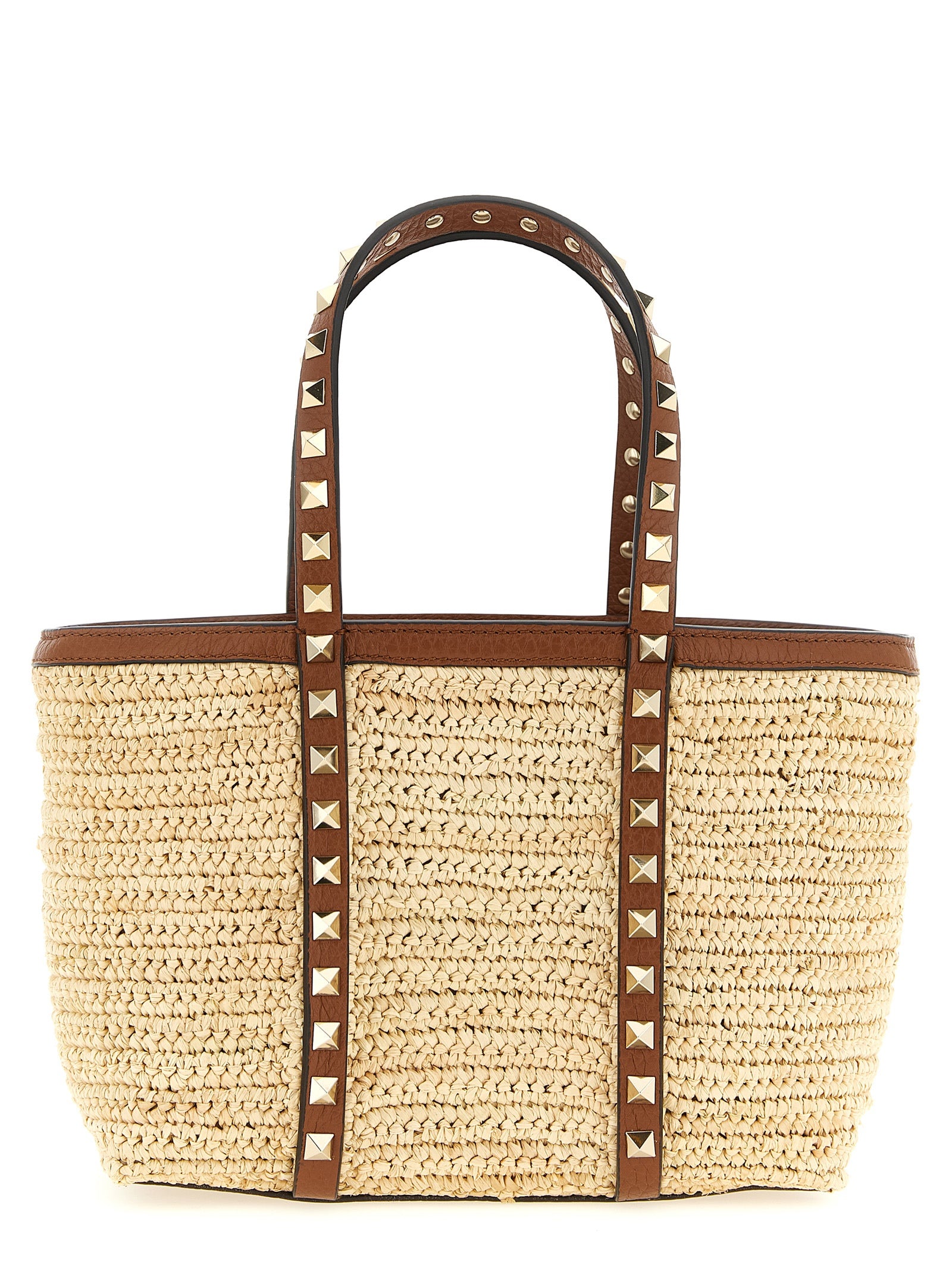 Valentino Garavani Beige Straw Tote Women's Bag