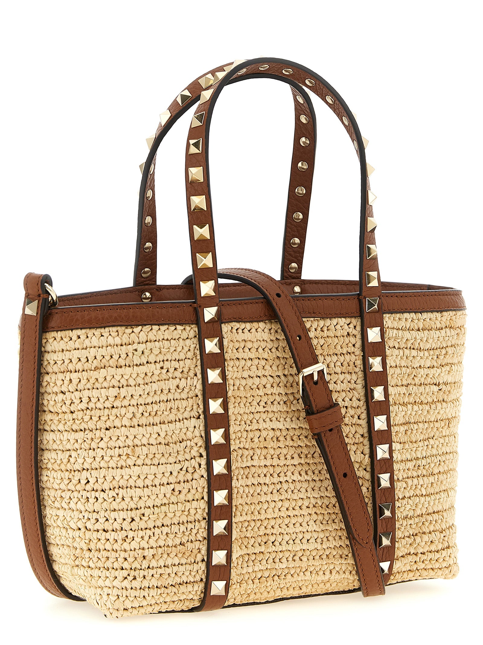 Valentino Garavani Beige Straw Tote Women's Bag