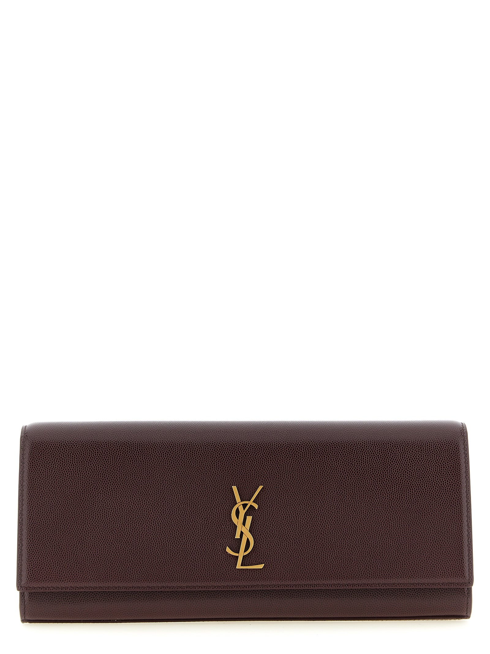Saint Laurent Bordeaux Calfskin Clutch Women's Bag