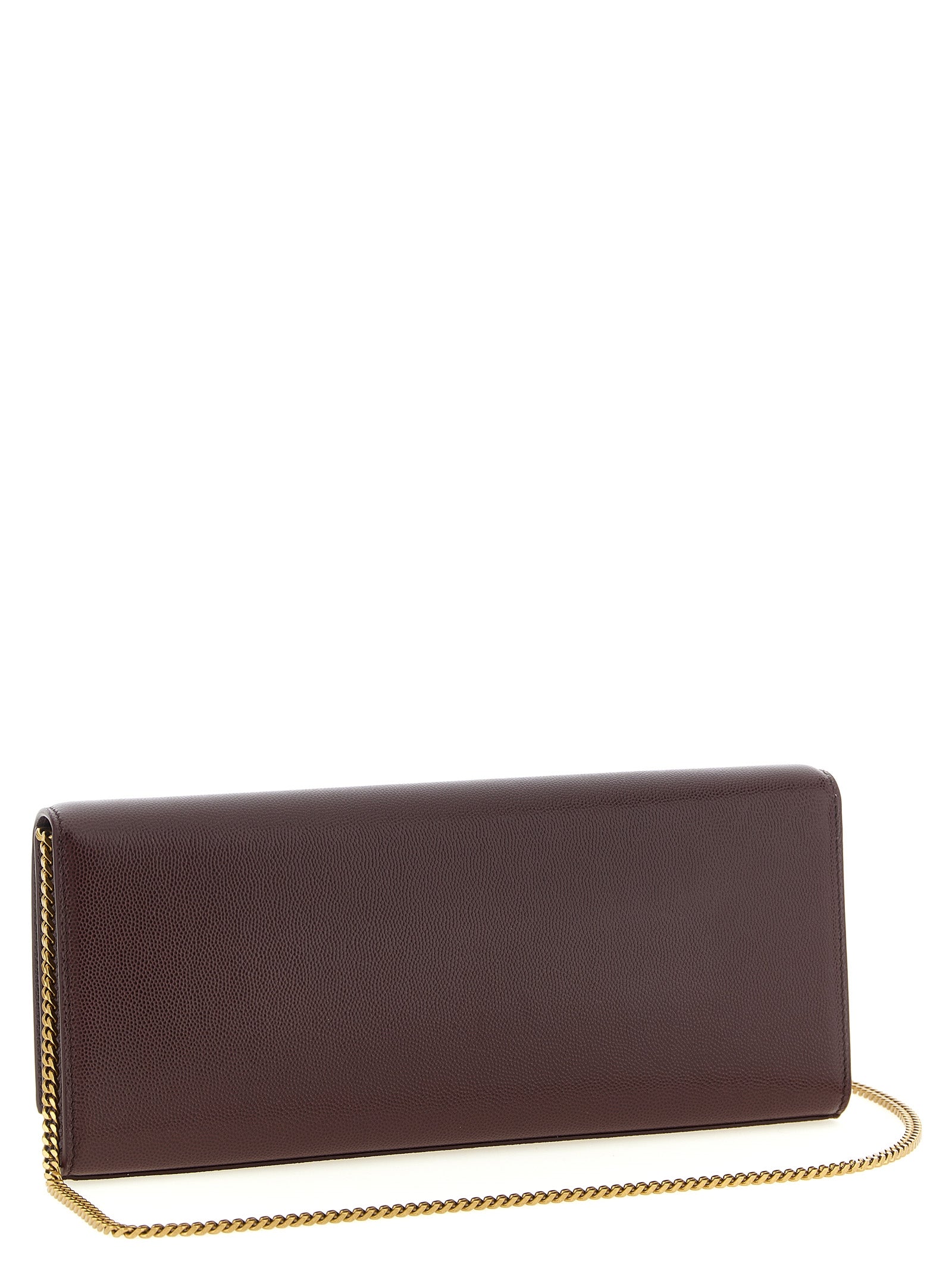 Saint Laurent Bordeaux Calfskin Clutch Women's Bag