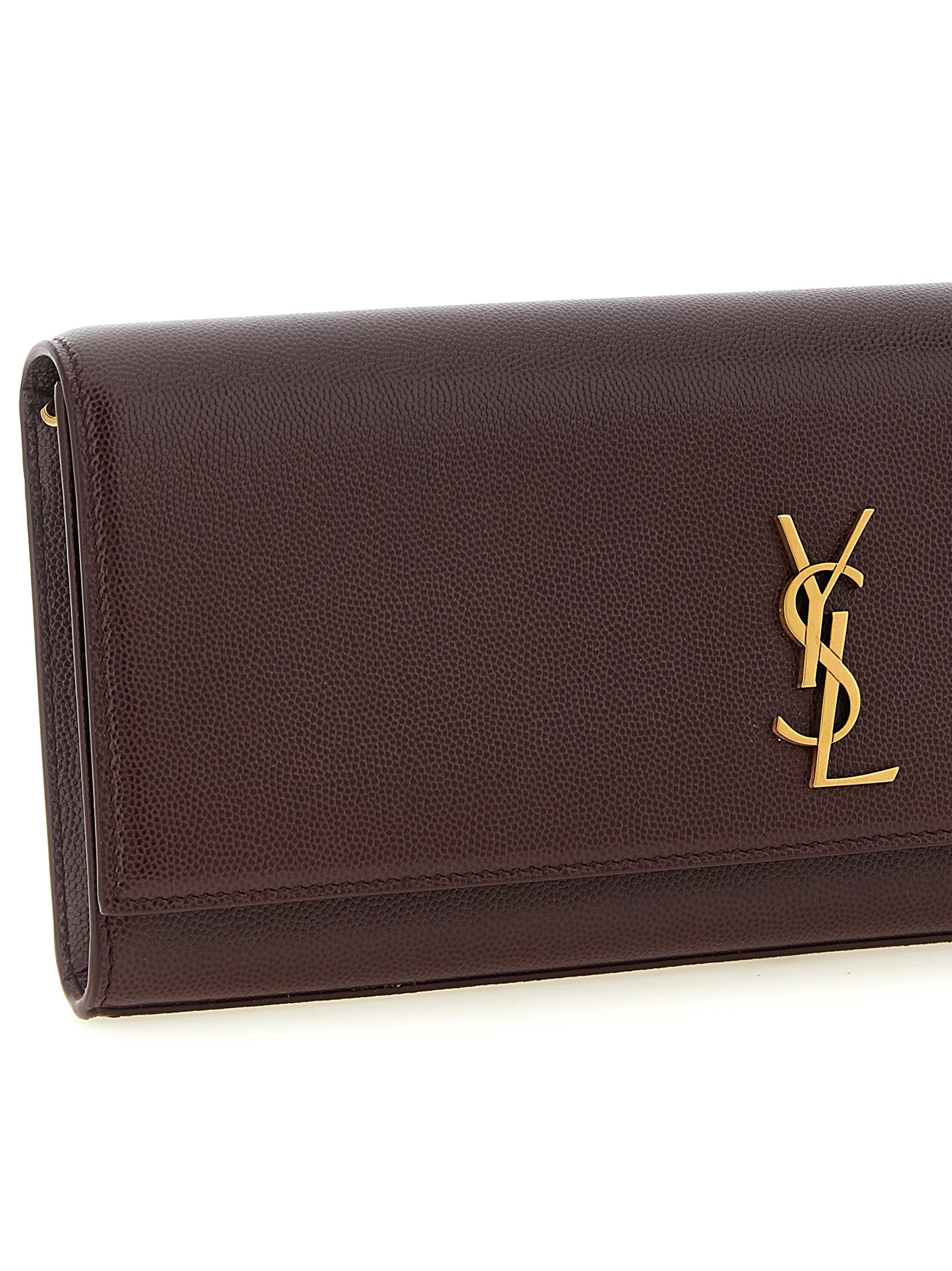 Saint Laurent Bordeaux Calfskin Clutch Women's Bag