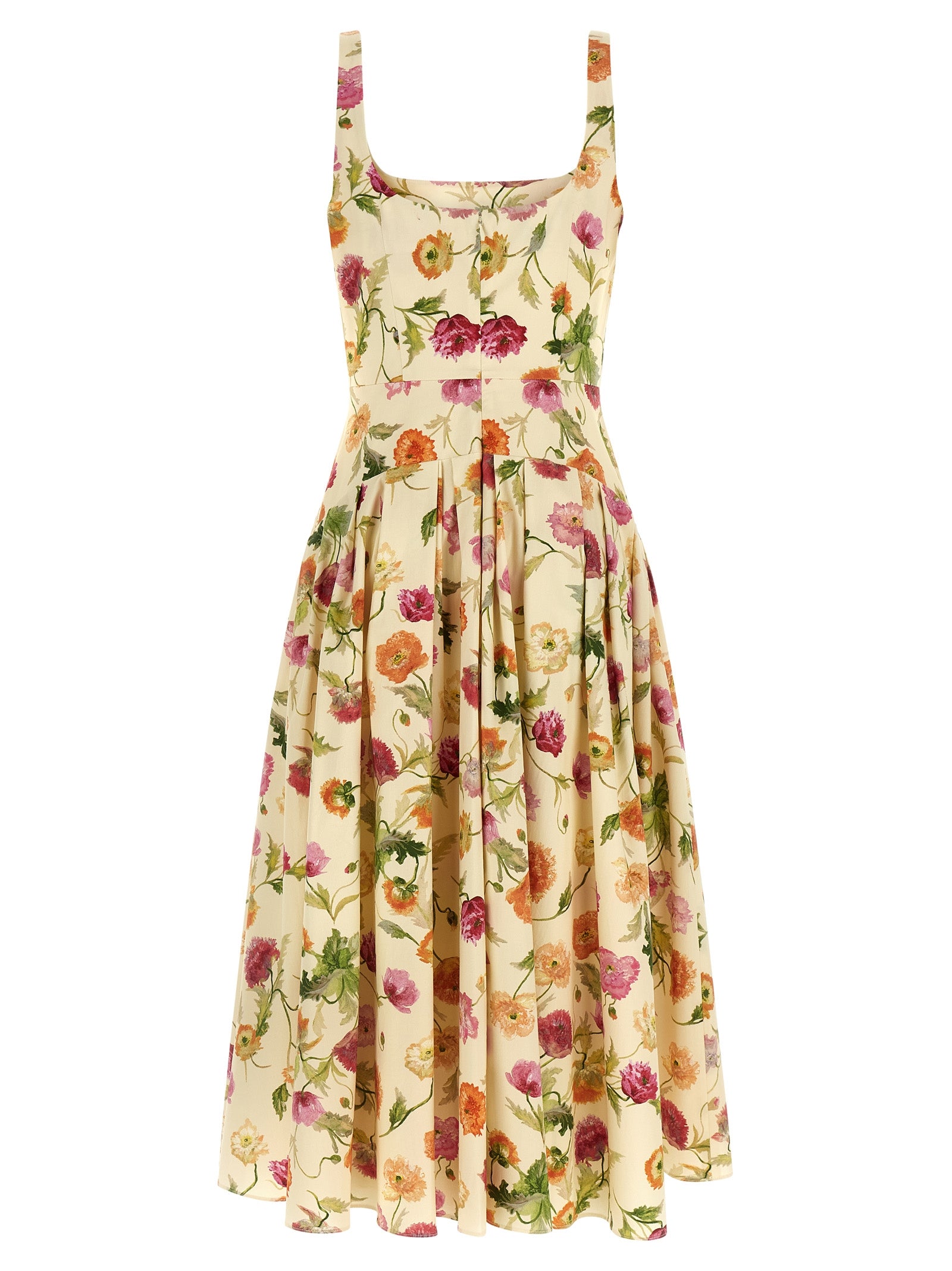 Carolina Herrera Beige Cotton Midi Women's Dress