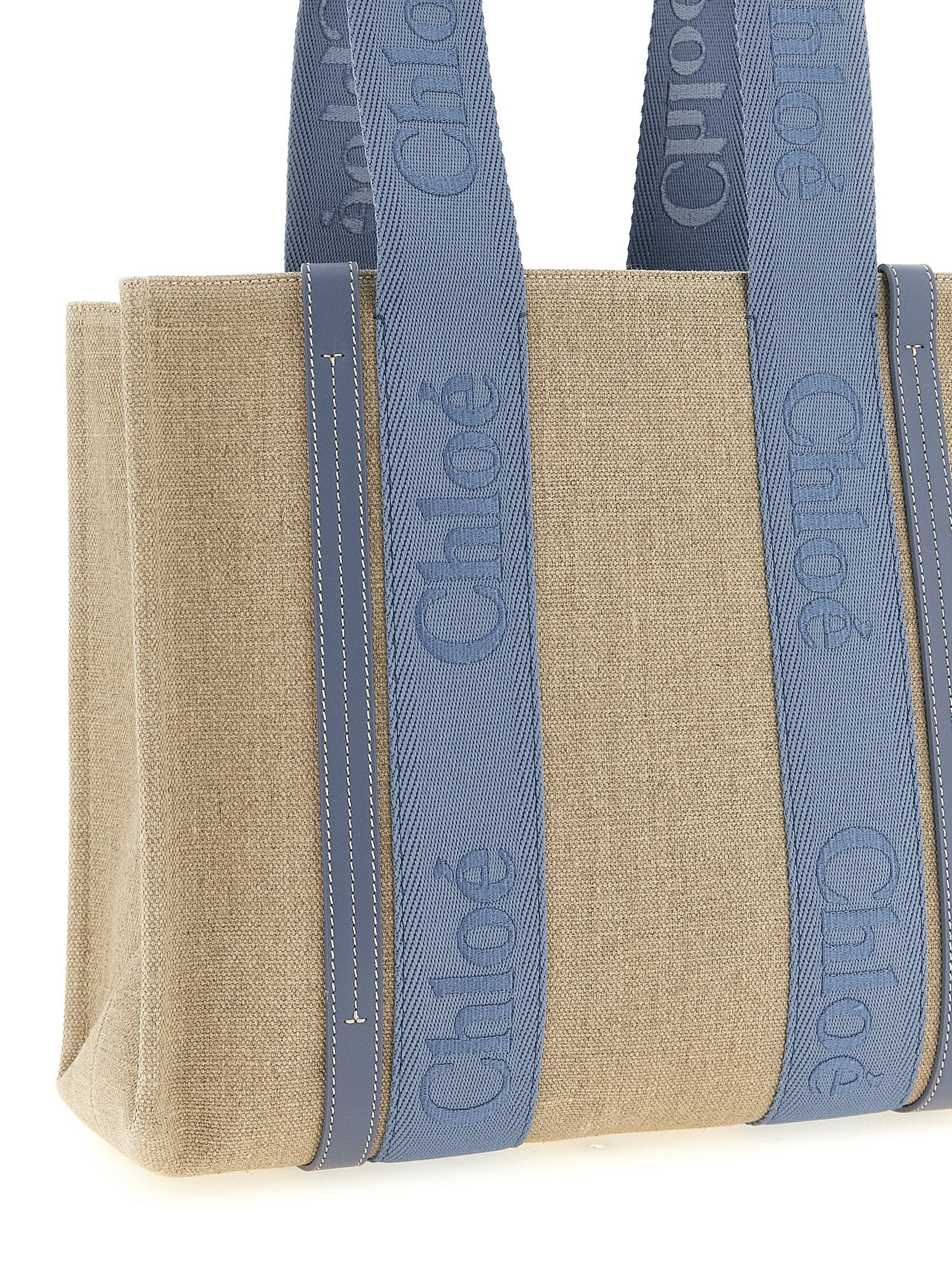 Chloé Blue Linen Tote Women's Bag