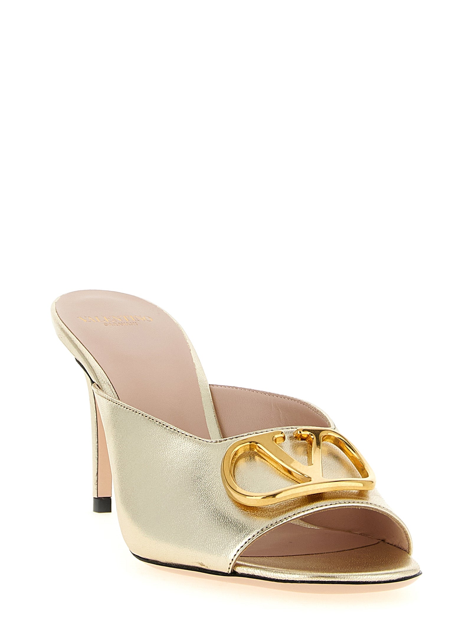 Valentino Garavani Gold Goatskin Stiletto Heel Women's Sandals