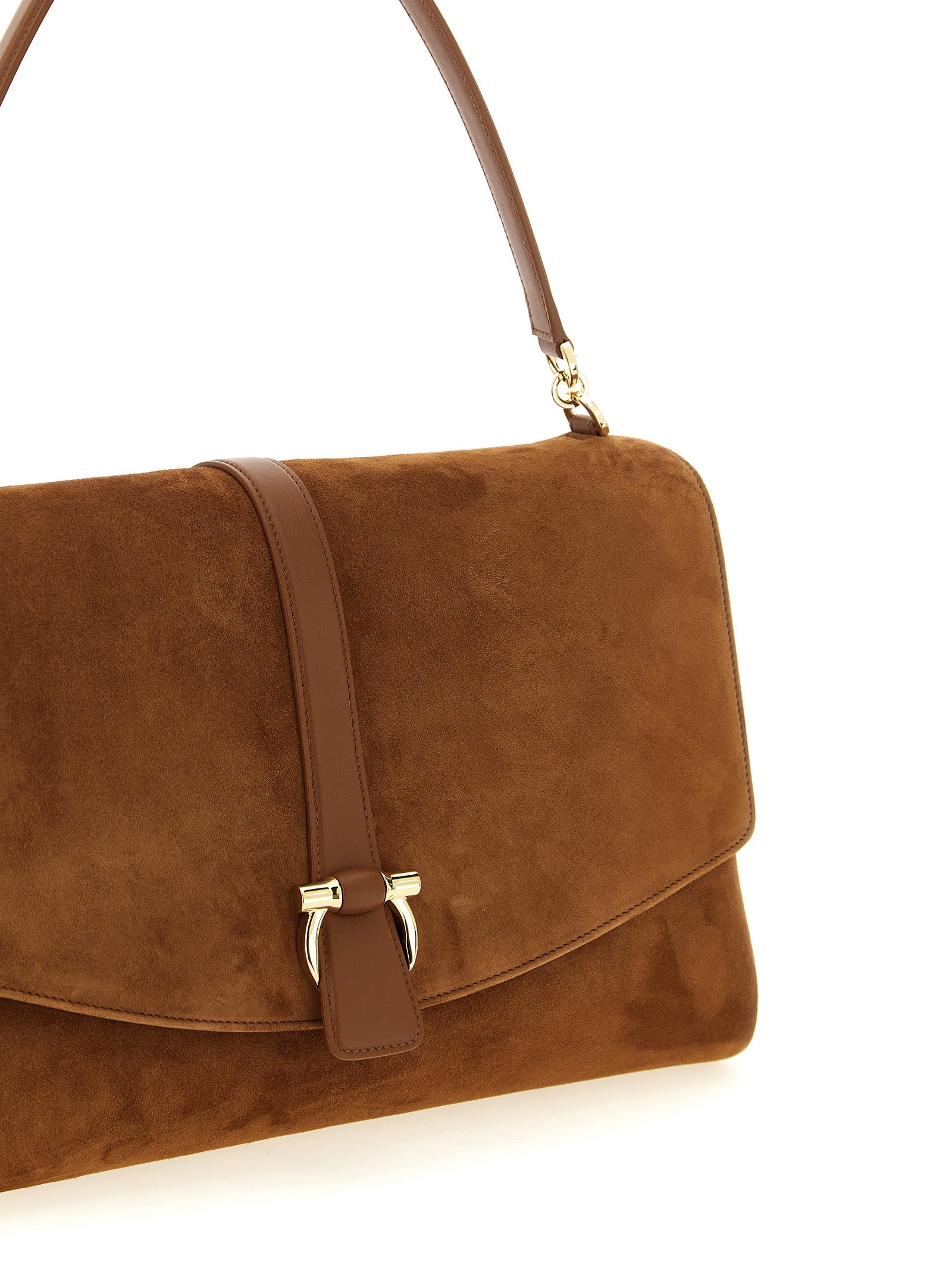 Ferragamo Brown Goatskin Shoulder Women's Bag