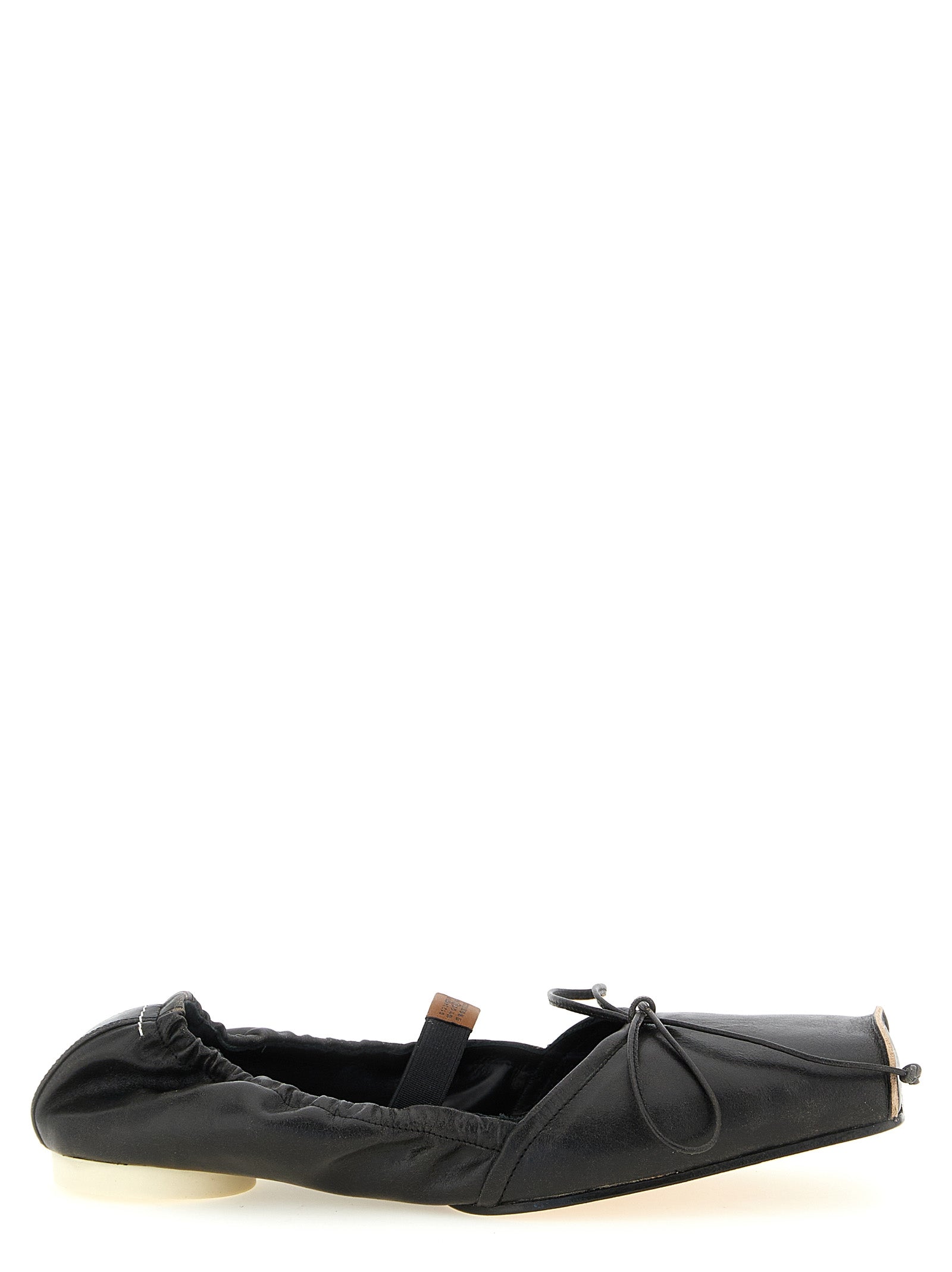 MM6 Maison Margiela Black Cowhide Ballet Women's Flats