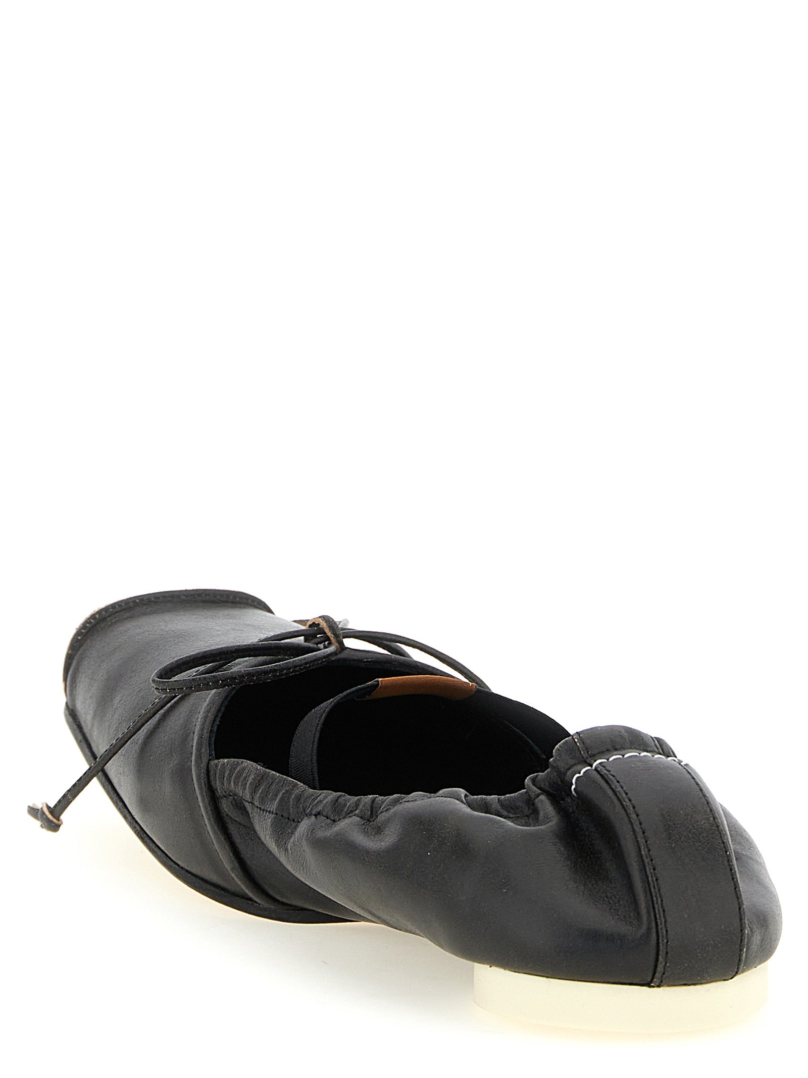 MM6 Maison Margiela Black Cowhide Ballet Women's Flats