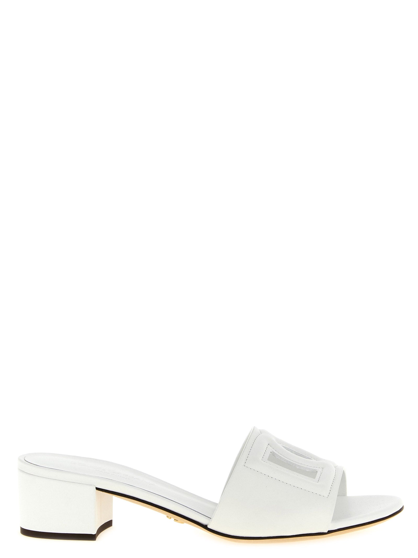 Dolce & Gabbana White Calfskin Platform Women's Sandals