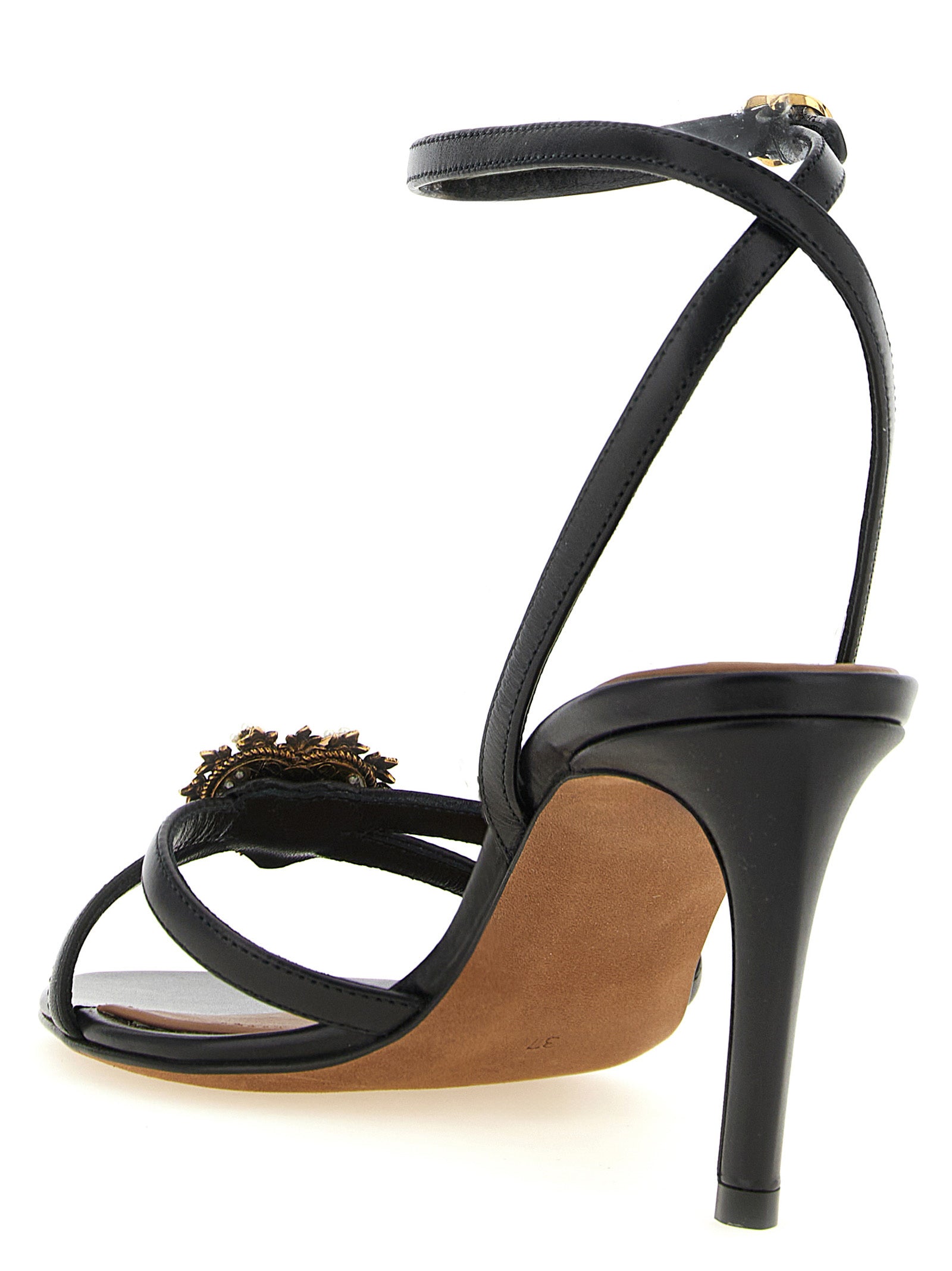 Dolce & Gabbana Black Calfskin Stiletto Heel Women's Sandals