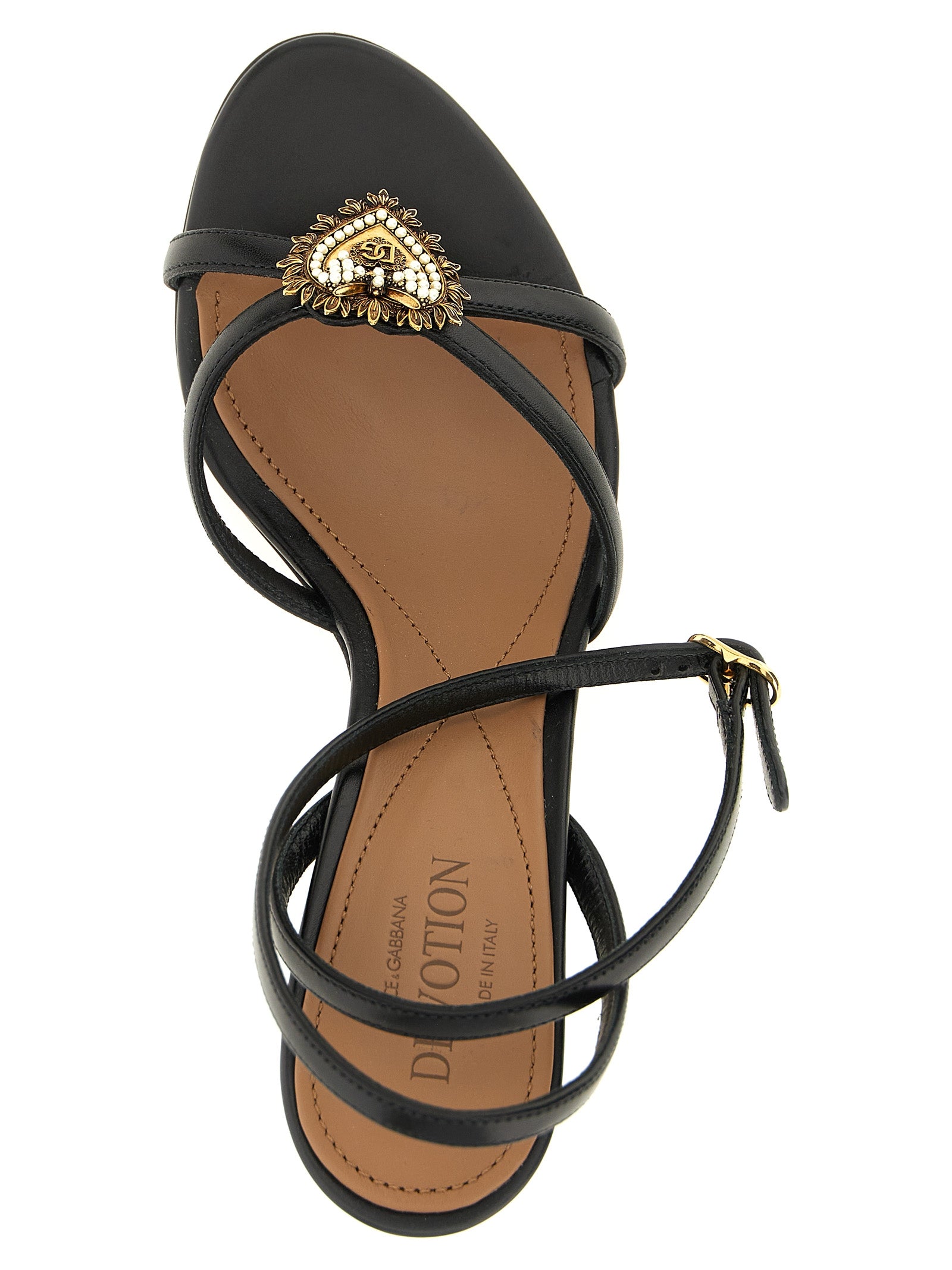 Dolce & Gabbana Black Calfskin Stiletto Heel Women's Sandals