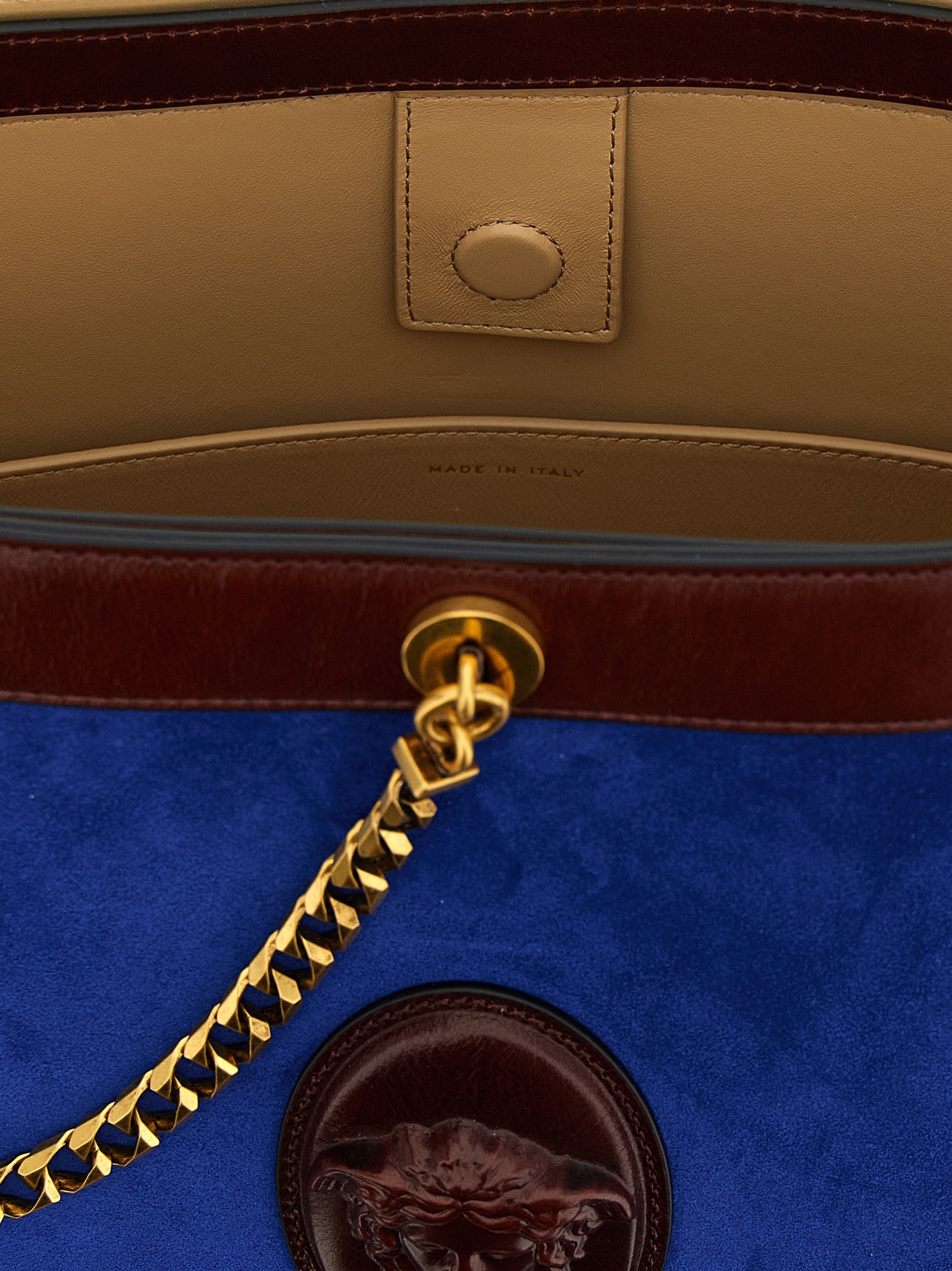Versace Blue Calfskin Shoulder Women's Bag