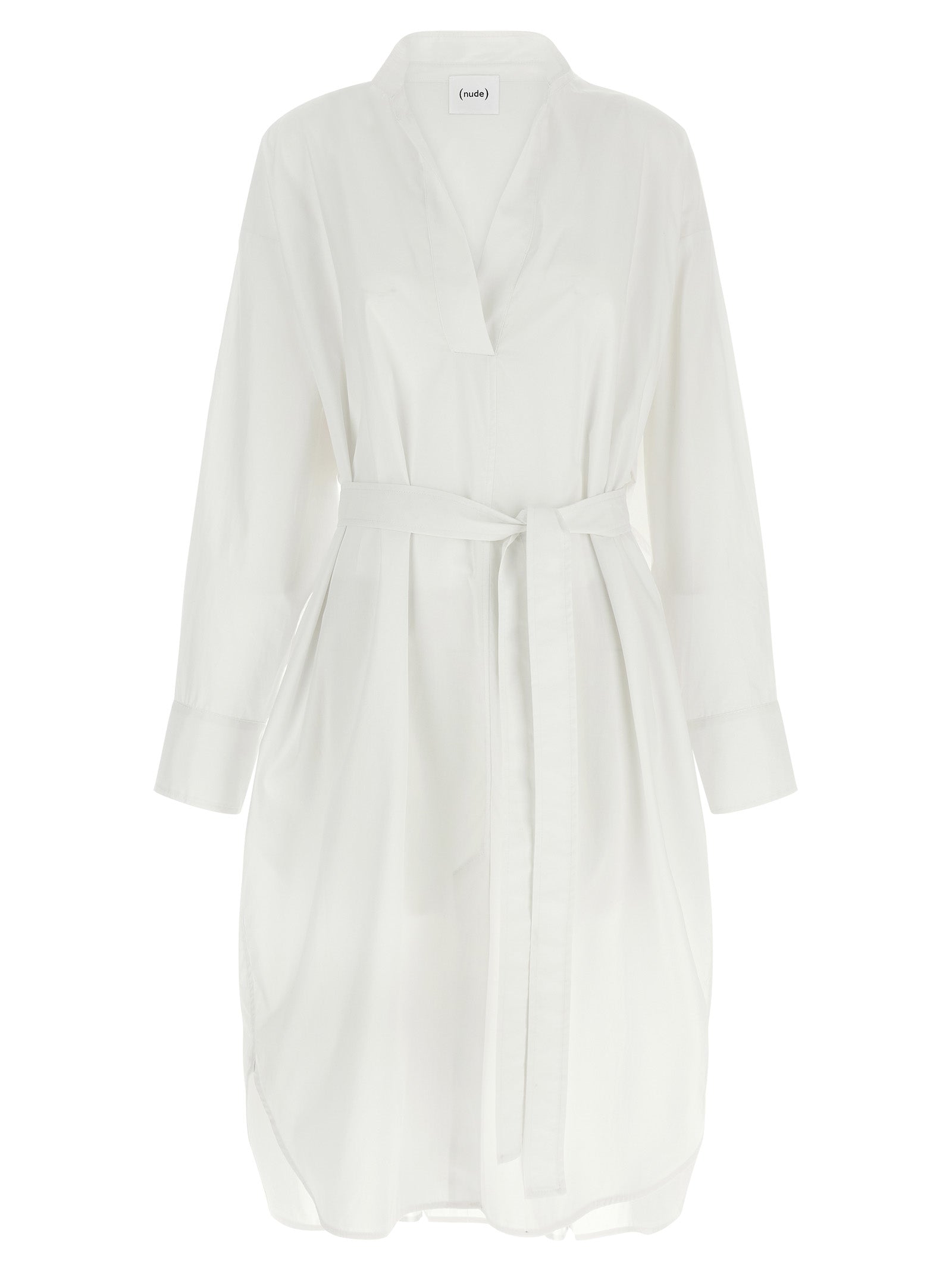 NUDE White Cotton Midi Women's Dress