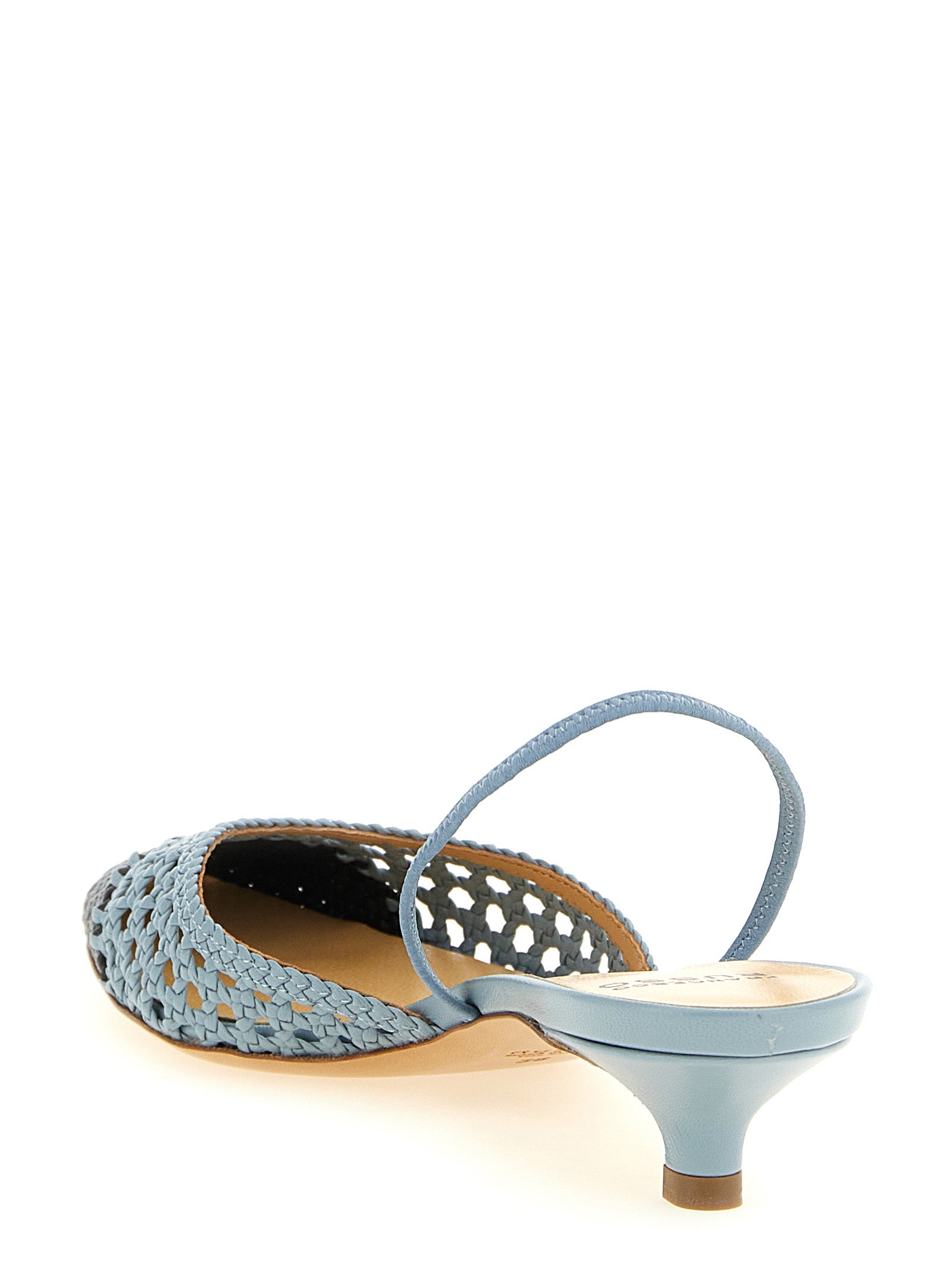 Francesco Russo Blue Goatskin Mid Heel Women's Pumps