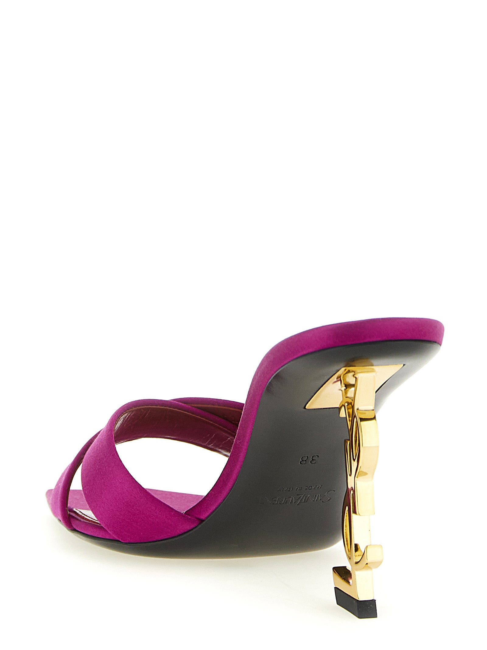 Saint Laurent Fuchsia Viscose Stiletto Heel Women's Sandals