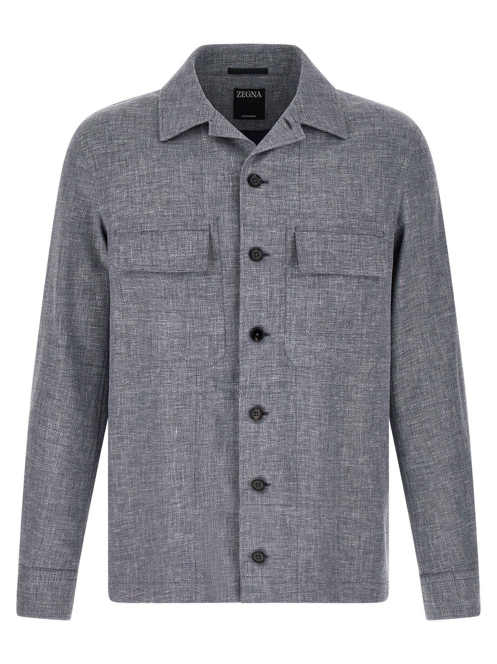 ZEGNA Blue Linen Men's Blouse
