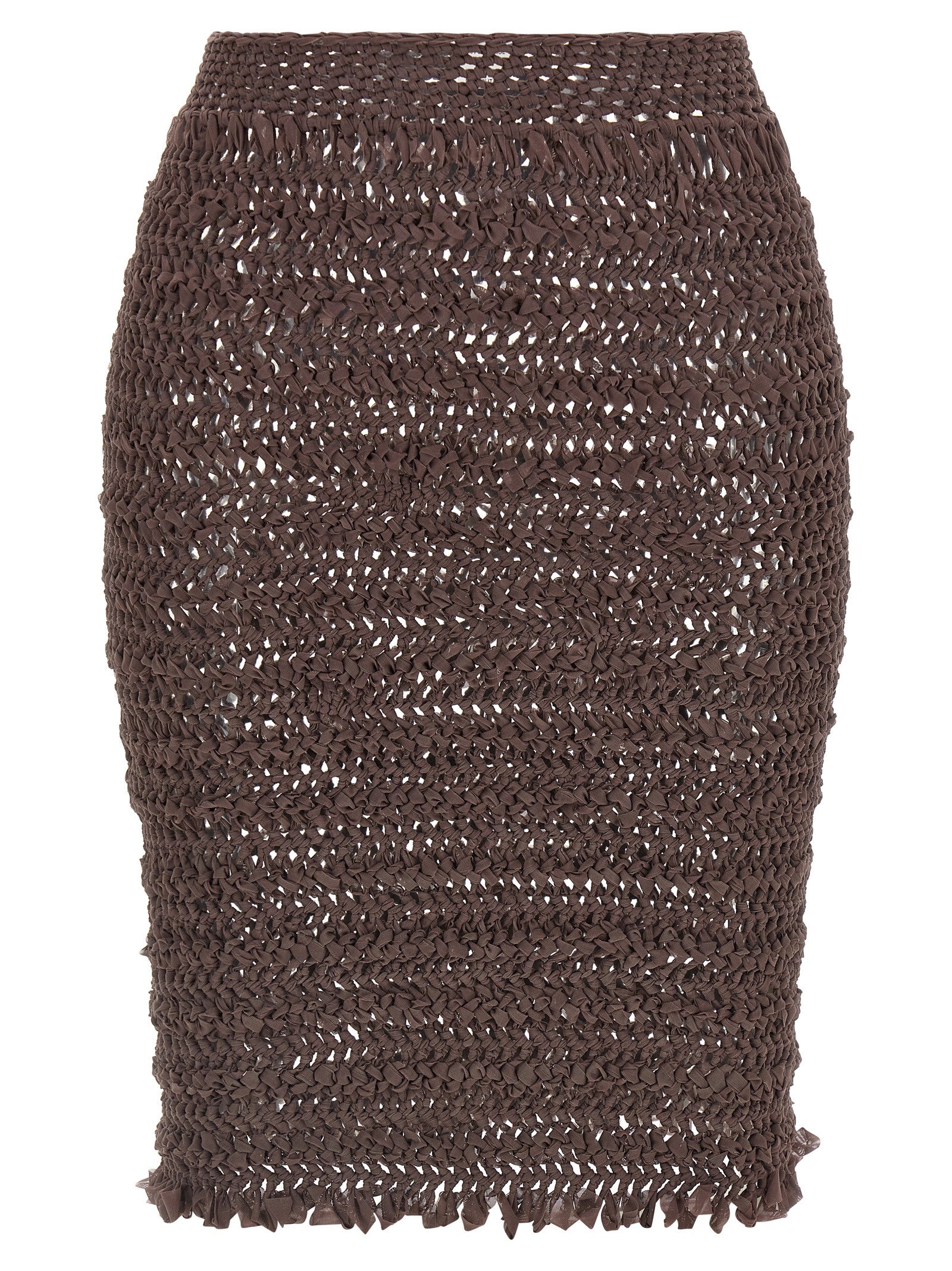 ALLIS Brown Polyester Midi Women's Skirt