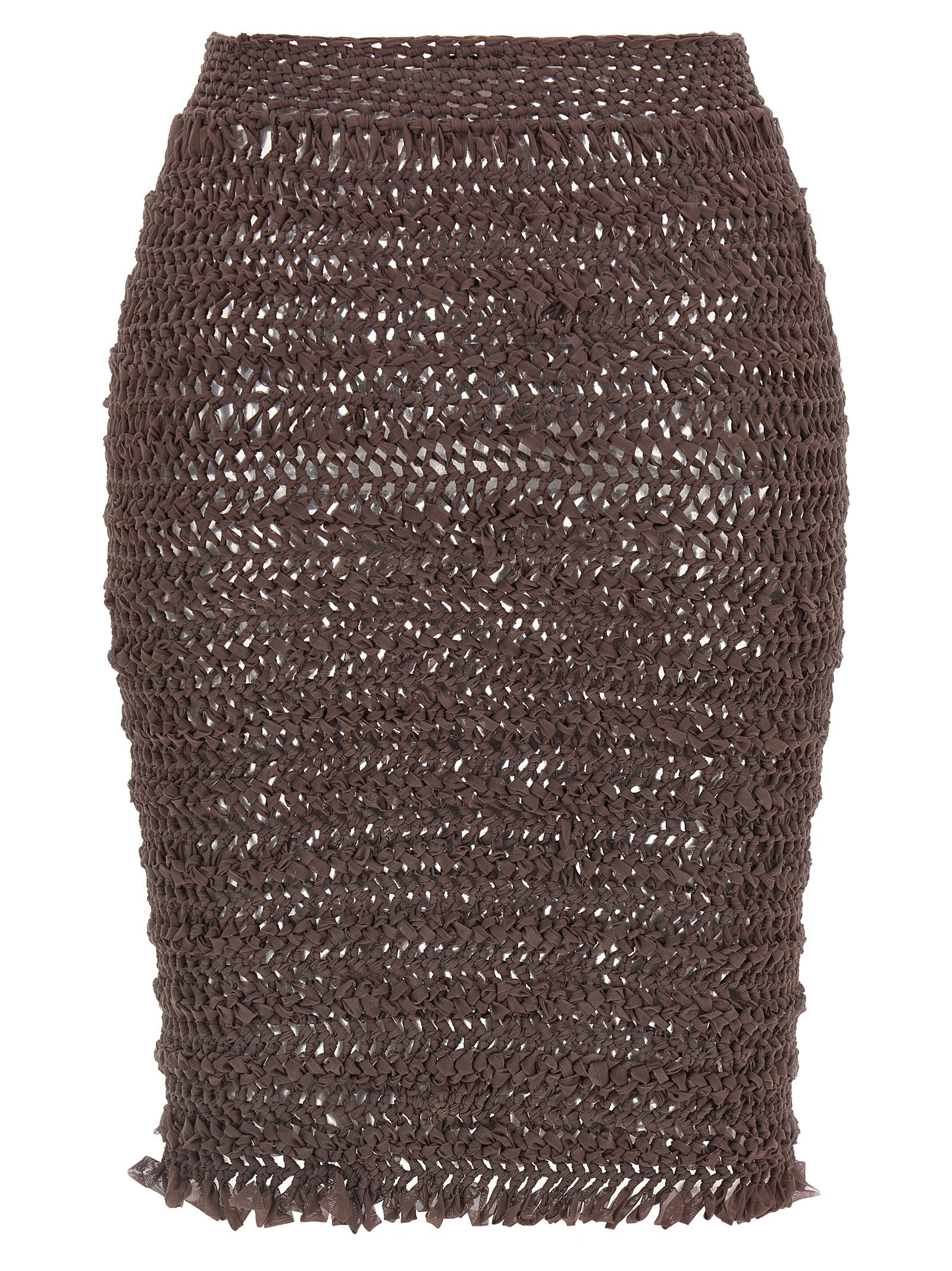 ALLIS Brown Polyester Midi Women's Skirt