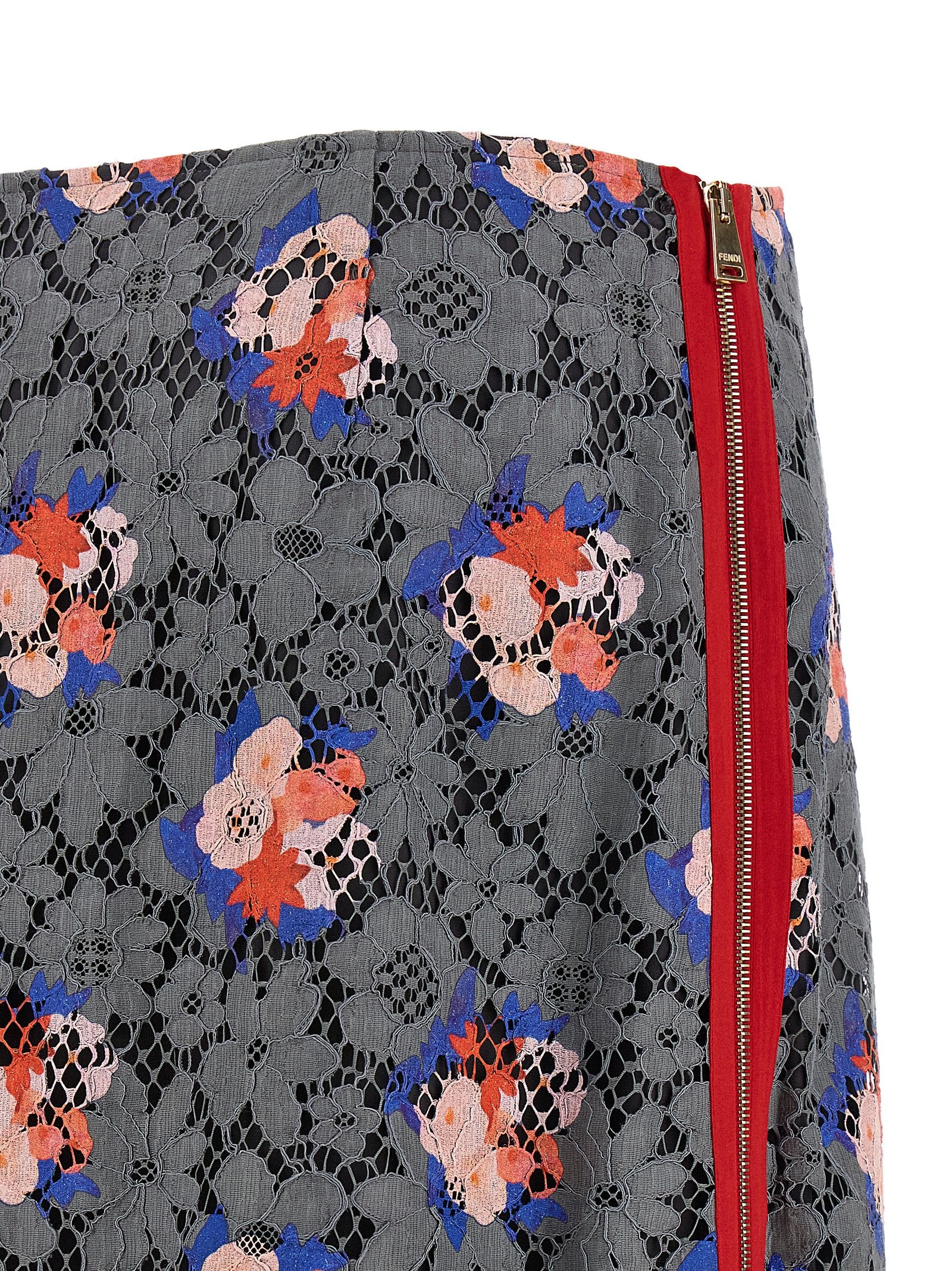Fendi Gray Cotton Midi Women's Skirt