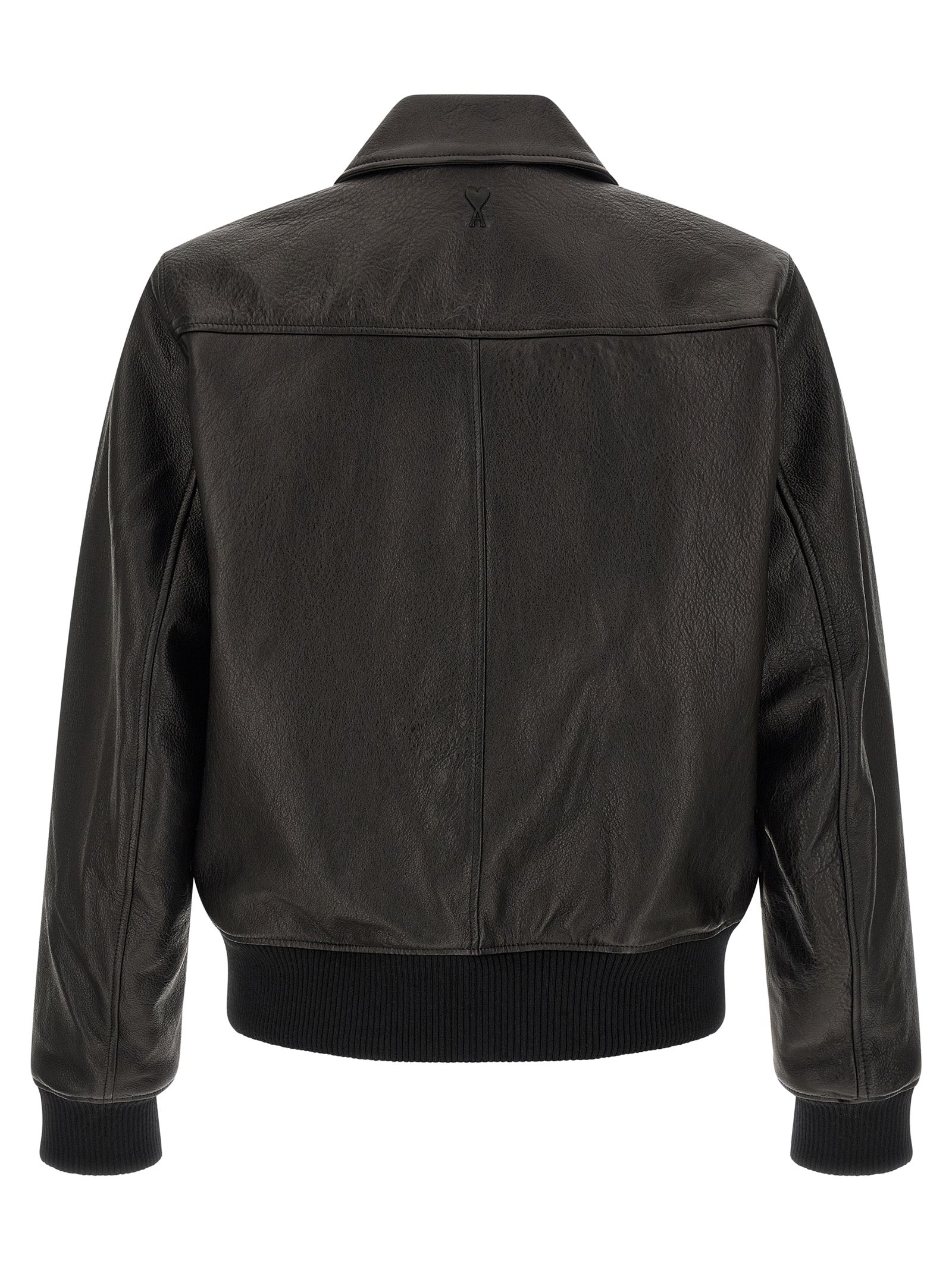 Ami Paris Black Lamb Leather Leather Men's Jacket