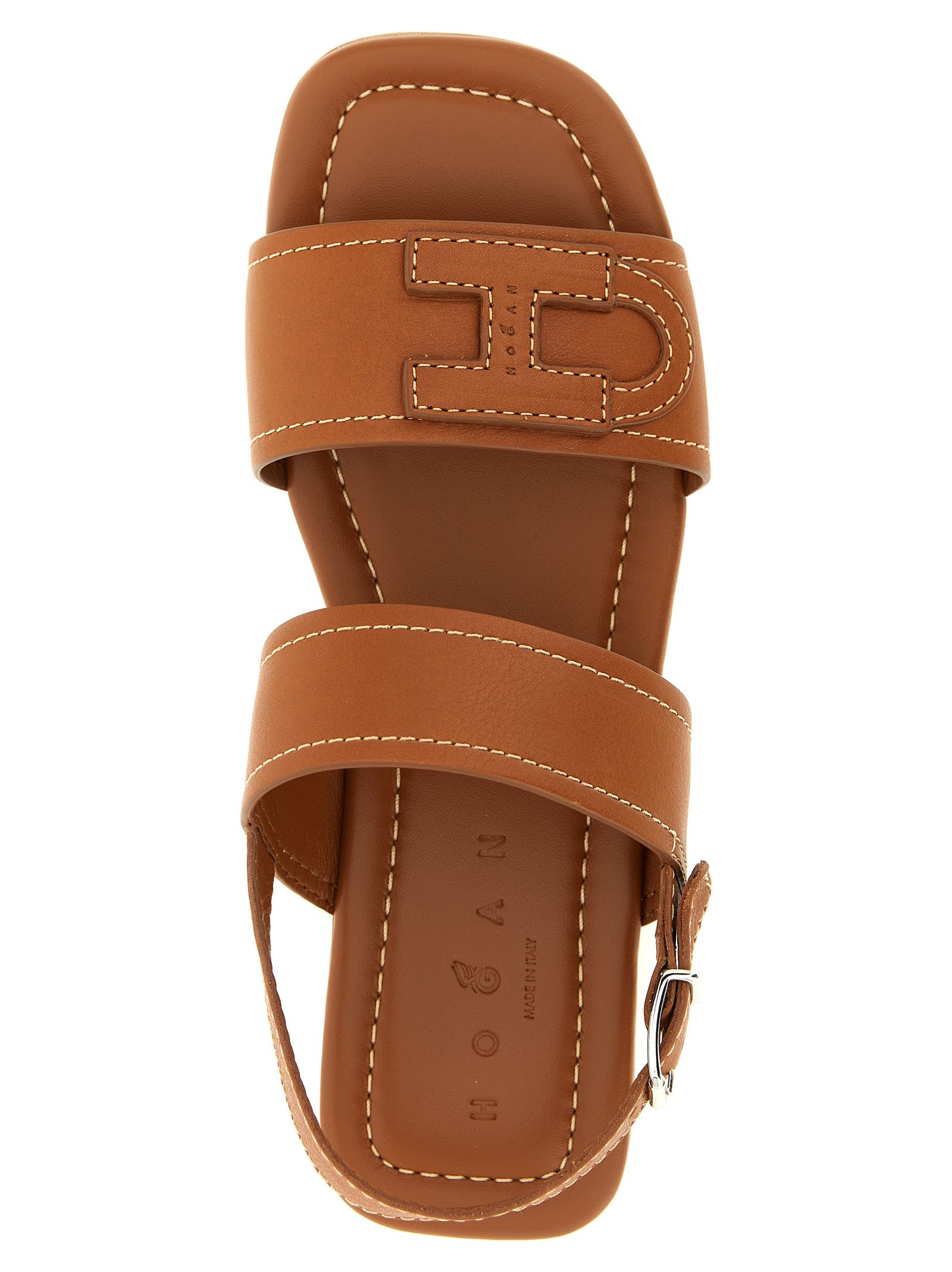 Hogan Brown Calfskin Flat Women's Sandals