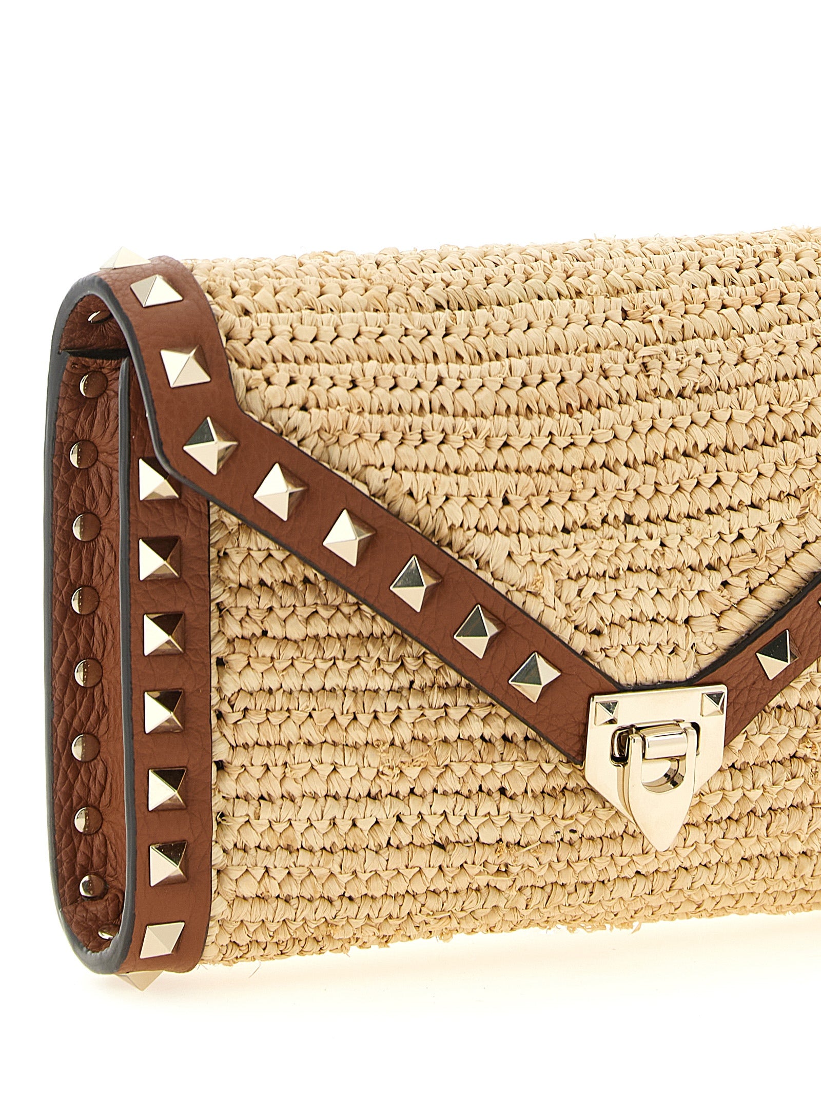 Valentino Garavani Beige Straw Crossbody Women's Bag