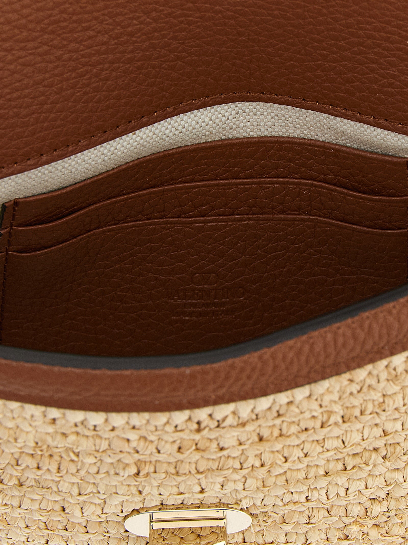 Valentino Garavani Beige Straw Crossbody Women's Bag