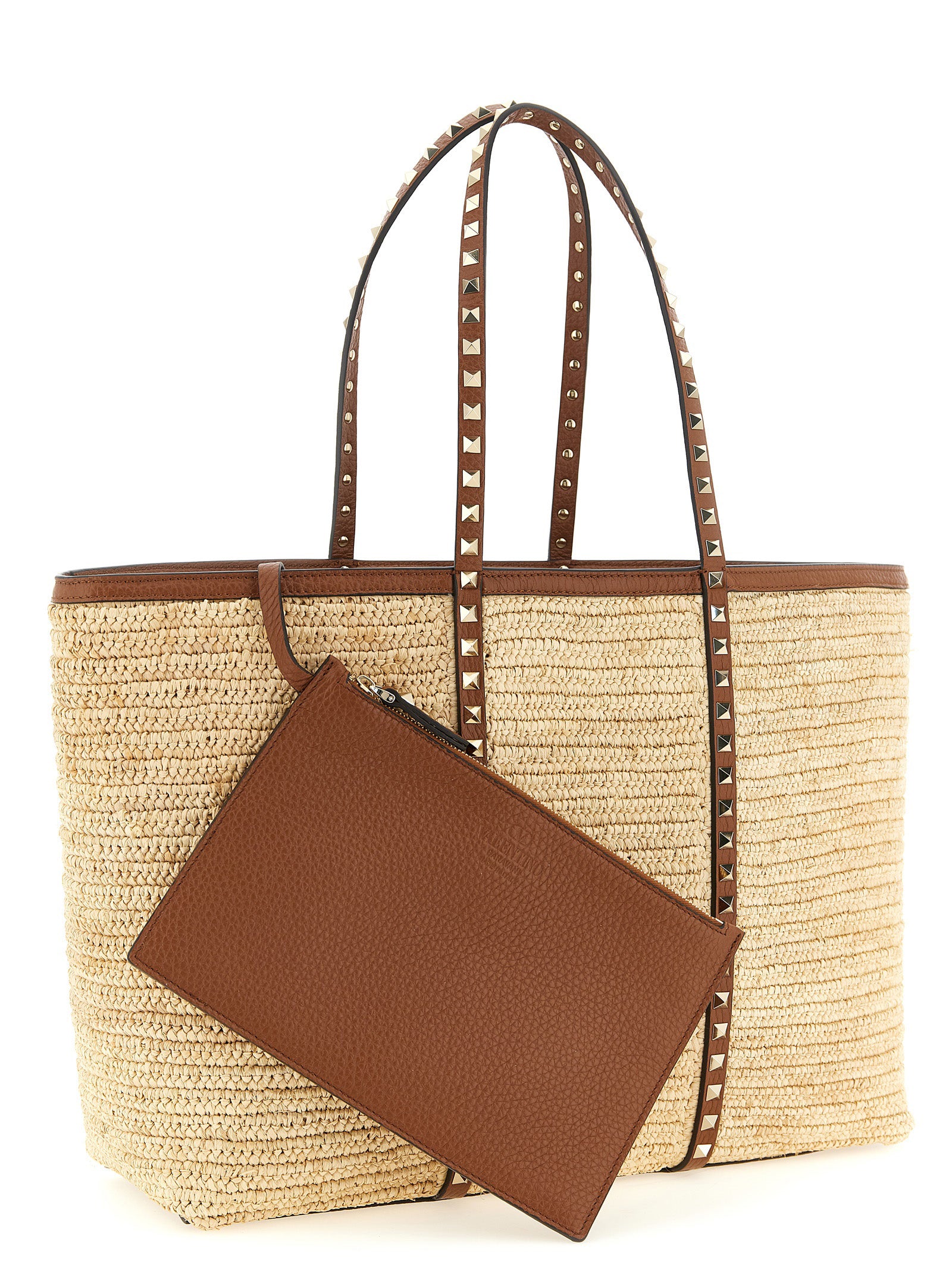 Valentino Garavani Beige Straw Tote Women's Bag