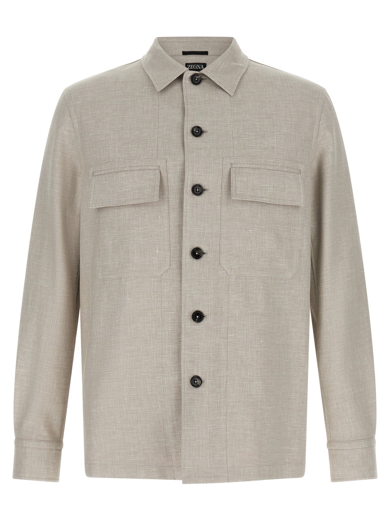 ZEGNA Gray Linen Men's Blouse