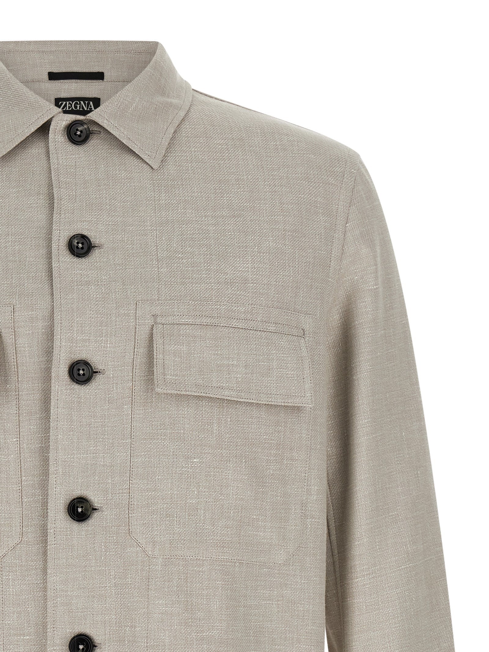 ZEGNA Gray Linen Men's Blouse