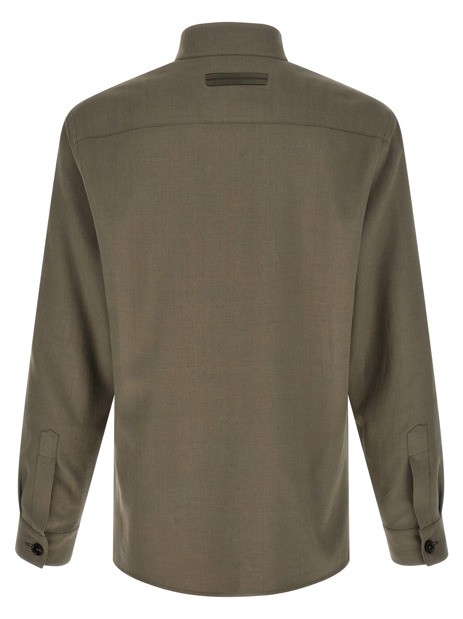 ZEGNA Gray Linen Men's Blouse