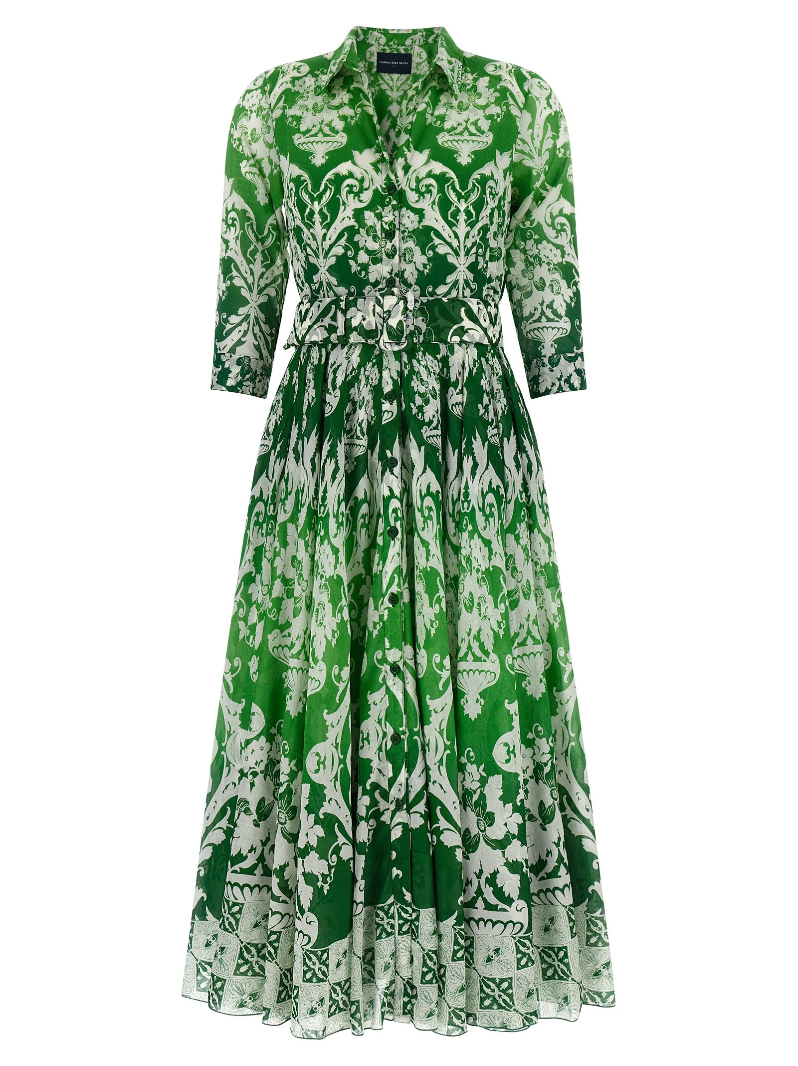 SAMANTHA SUNG Bicolor Cotton Midi Women's Dress