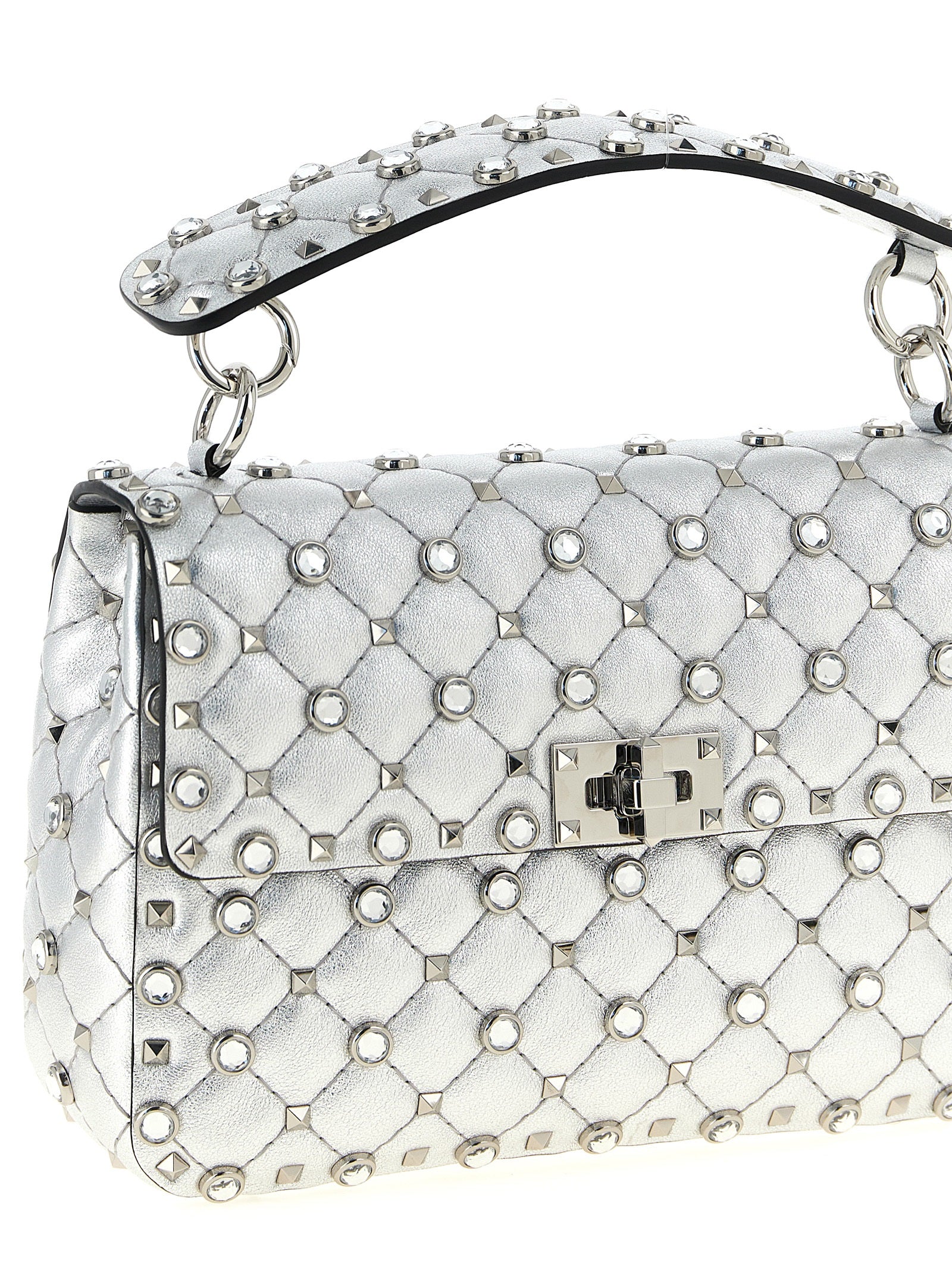 Valentino Garavani Silver Lamb Leather Shoulder Women's Bag