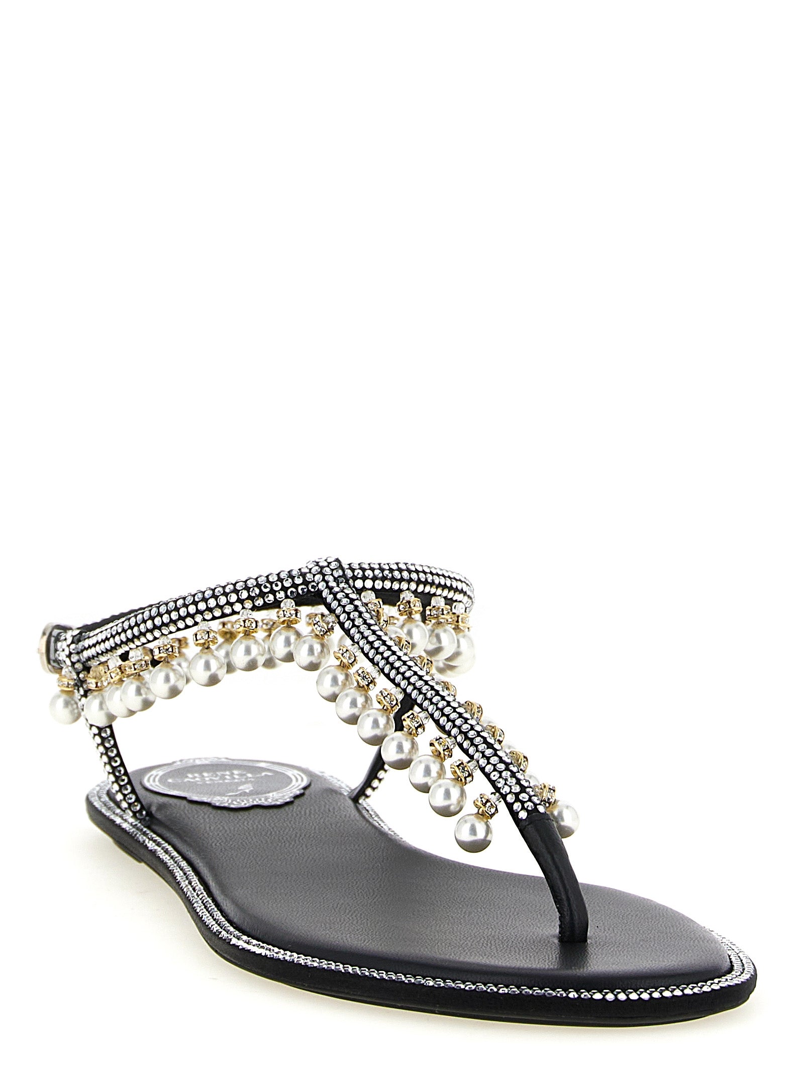 RENE CAOVILLA Bicolor Viscose Flat Women's Sandals