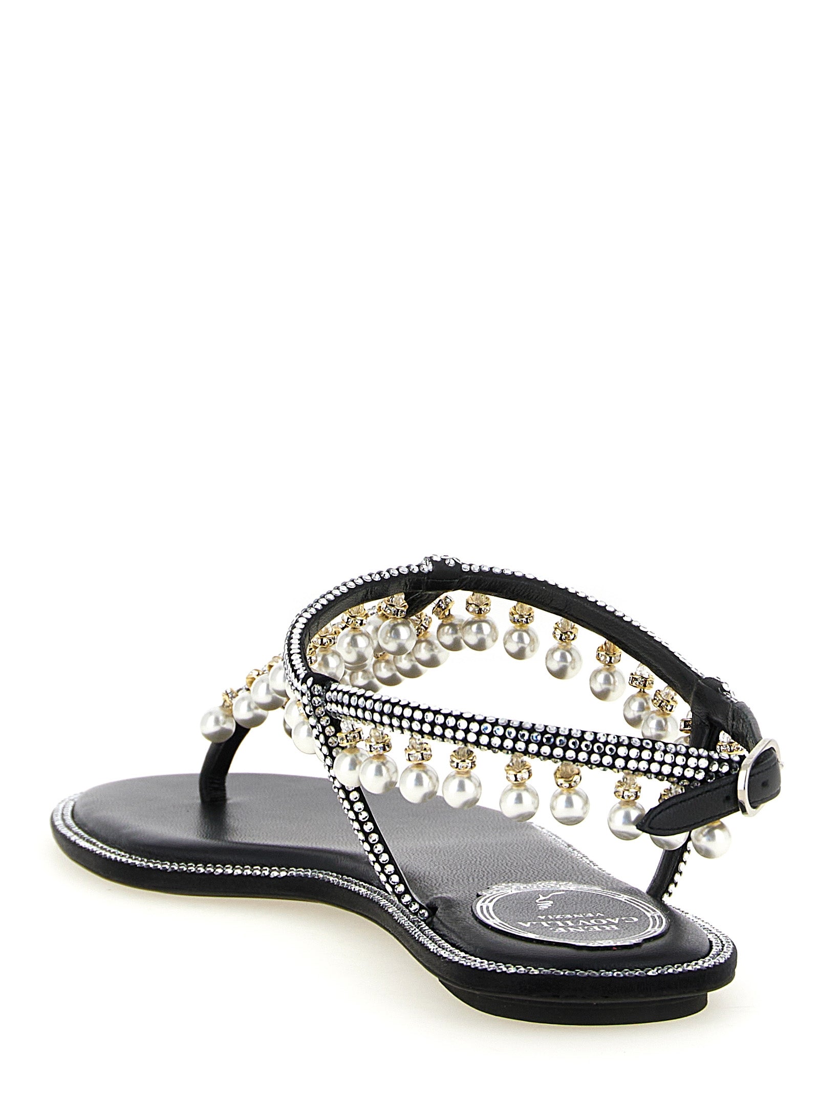 RENE CAOVILLA Bicolor Viscose Flat Women's Sandals