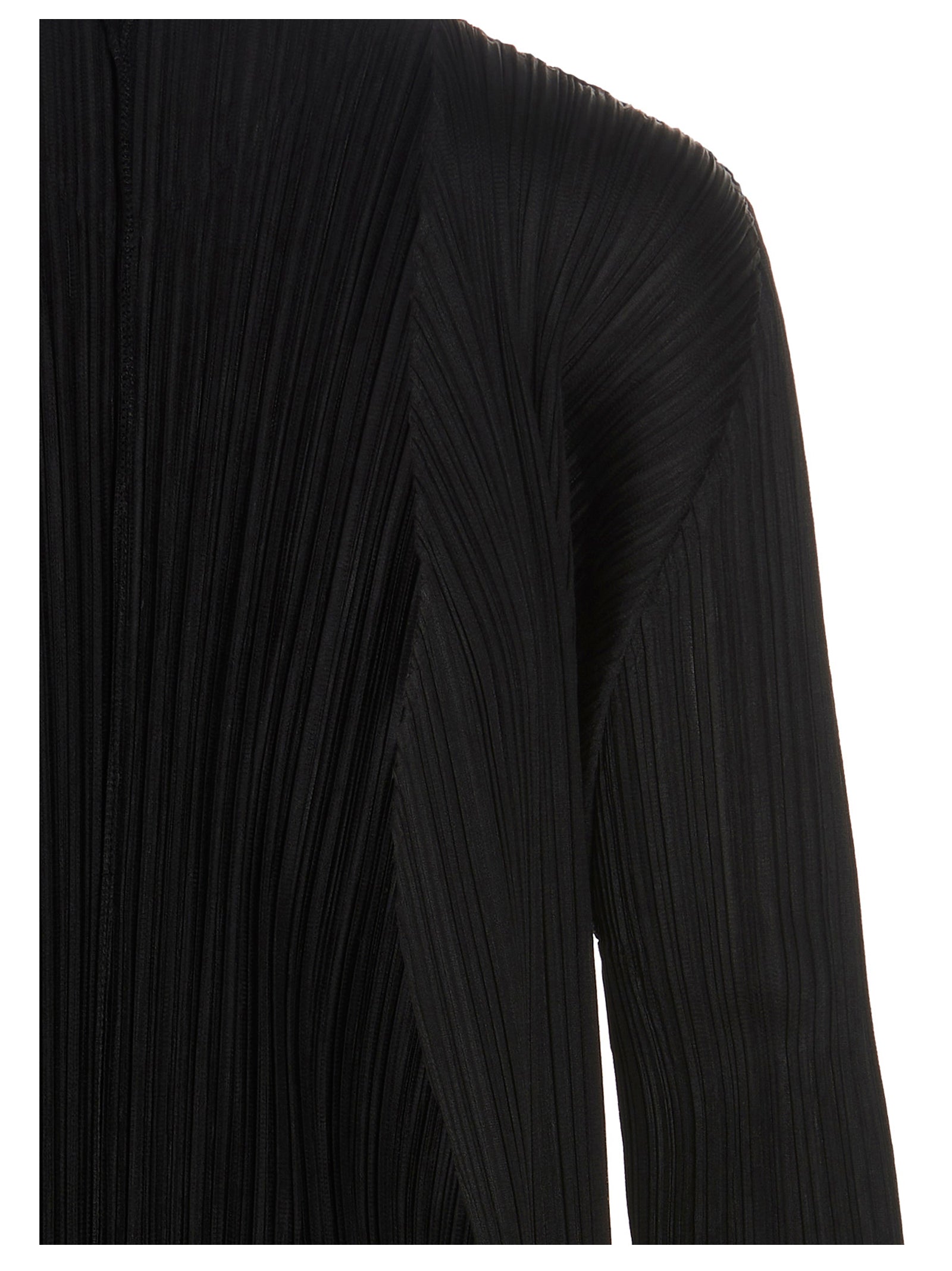 PLEATS PLEASE ISSEY MIYAKE Black Polyester Women's Cardigan