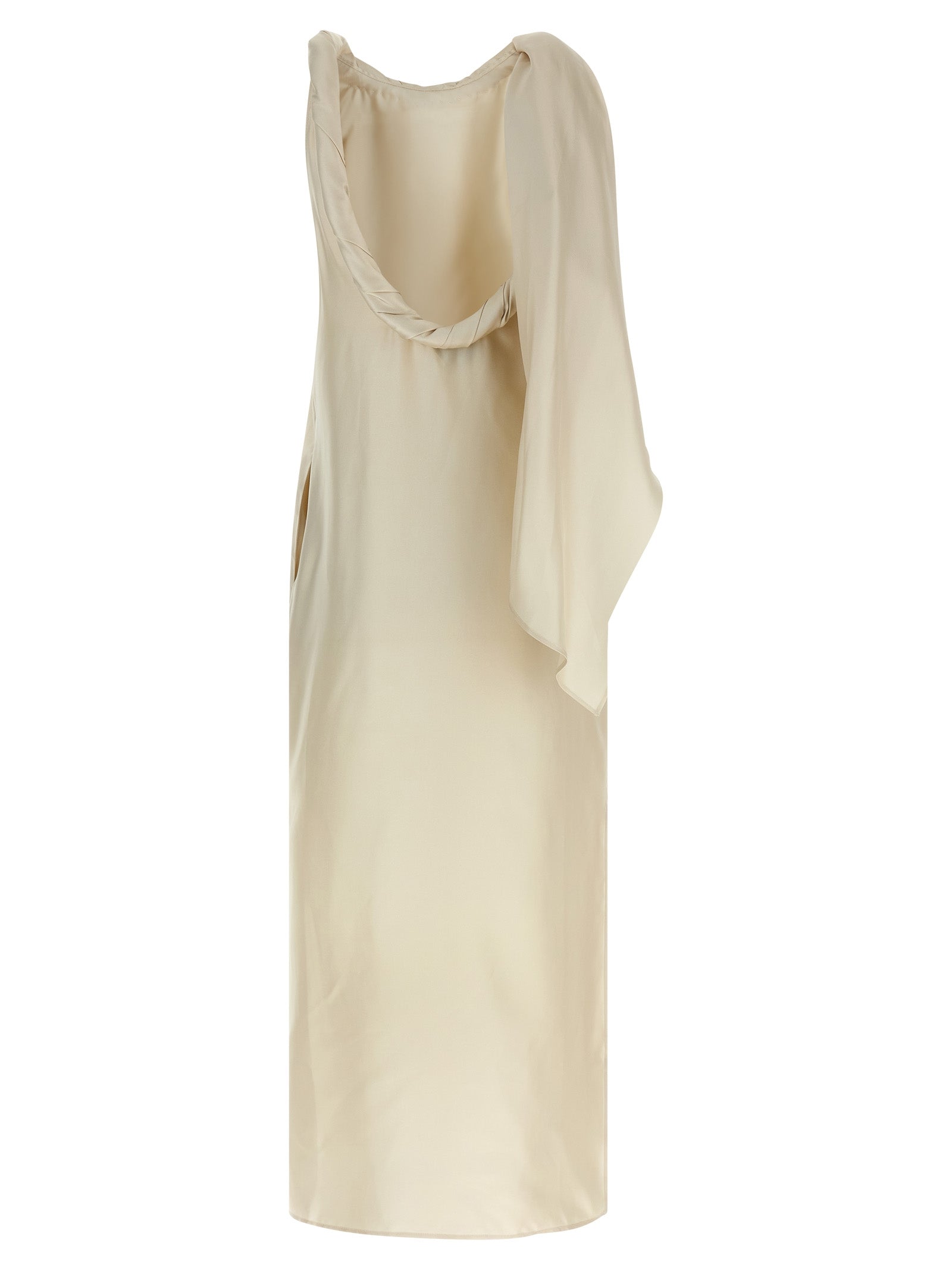 Loulou De Saison Beige Silk Midi Women's Dress