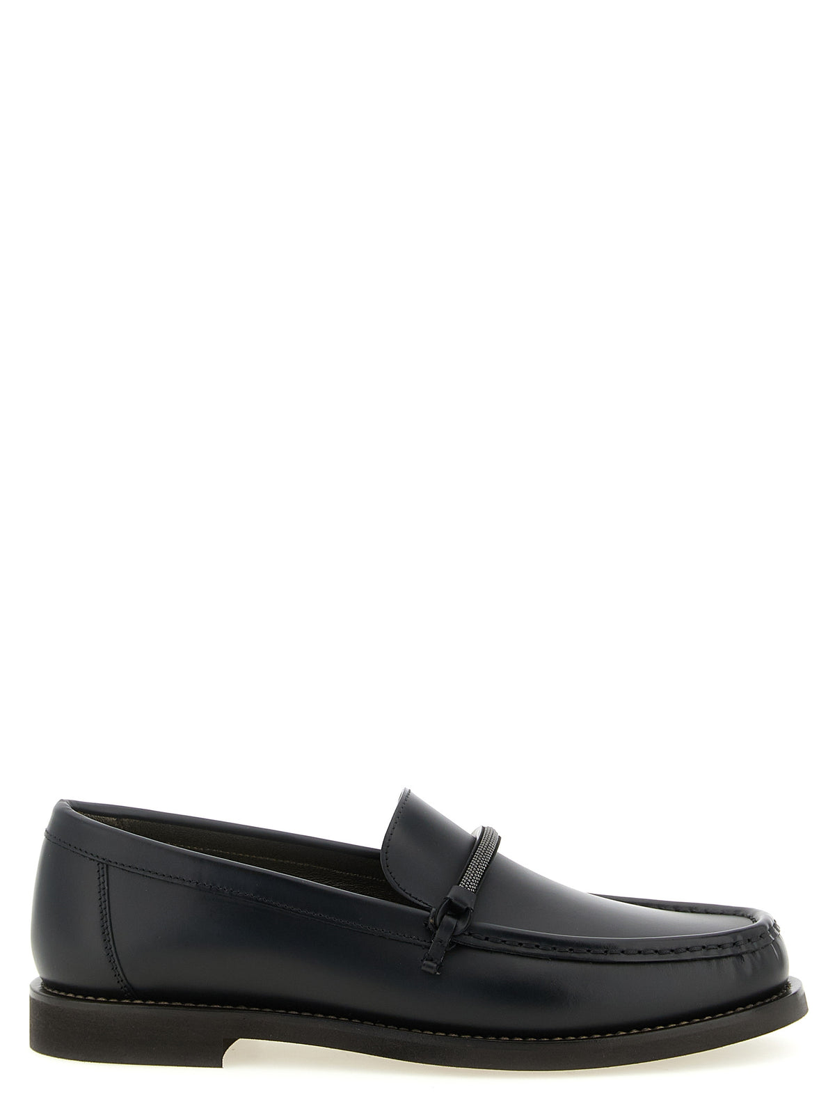 Brunello Cucinelli Black Calfskin Slip-On Women's Loafers