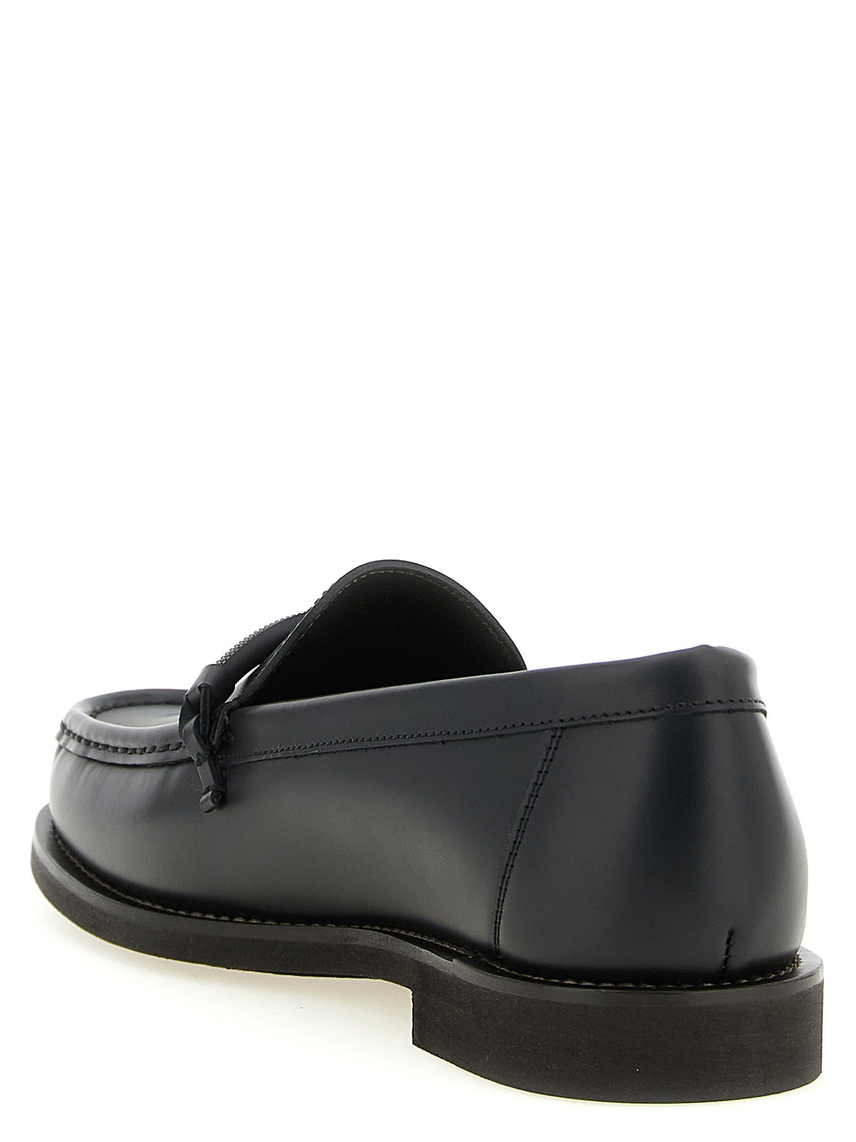 Brunello Cucinelli Black Calfskin Slip-On Women's Loafers