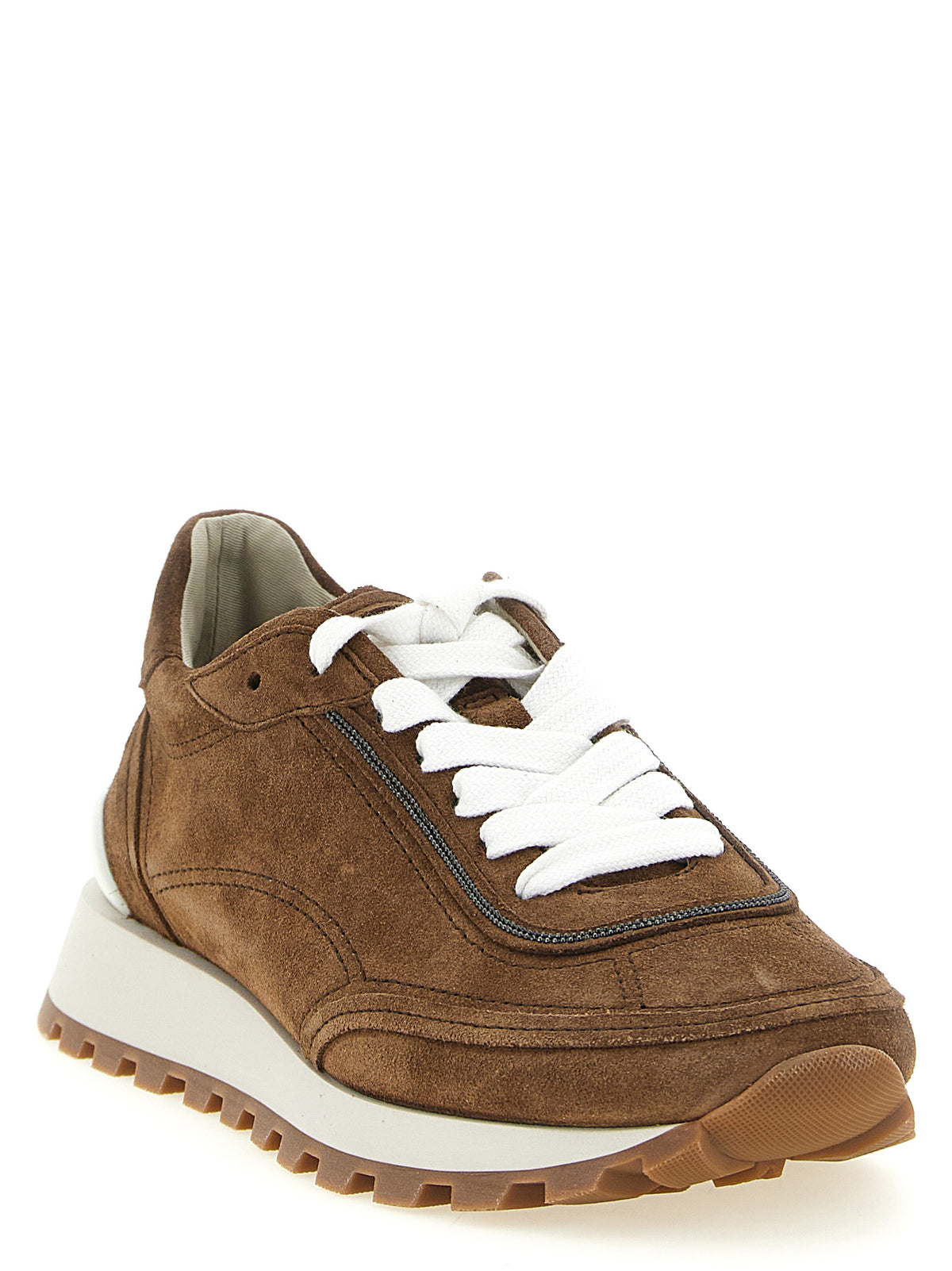 Brunello Cucinelli Brown Calfskin Low Top Women's Sneakers