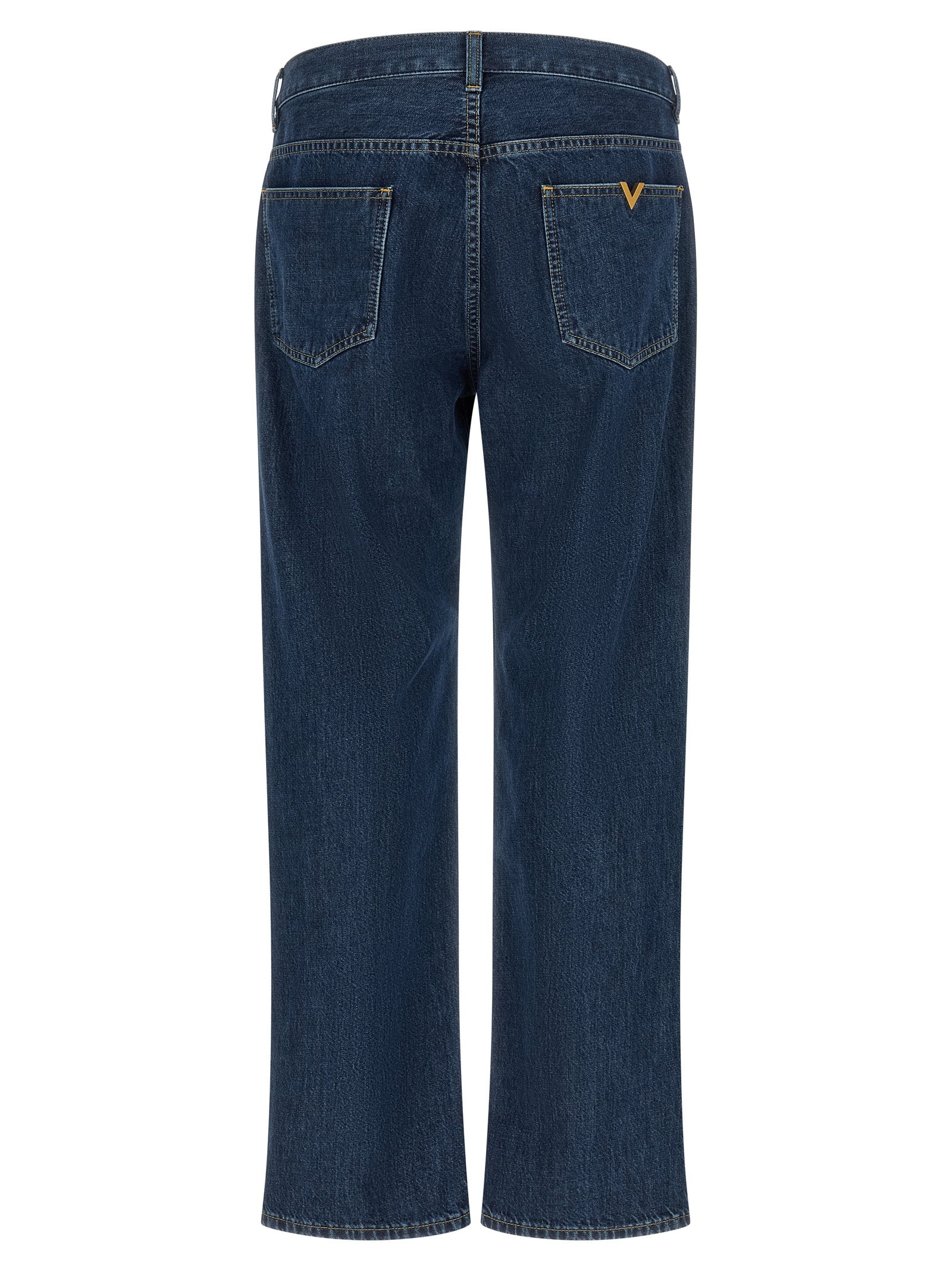 Valentino Garavani Blue Cotton Straight-Leg Men's Jeans