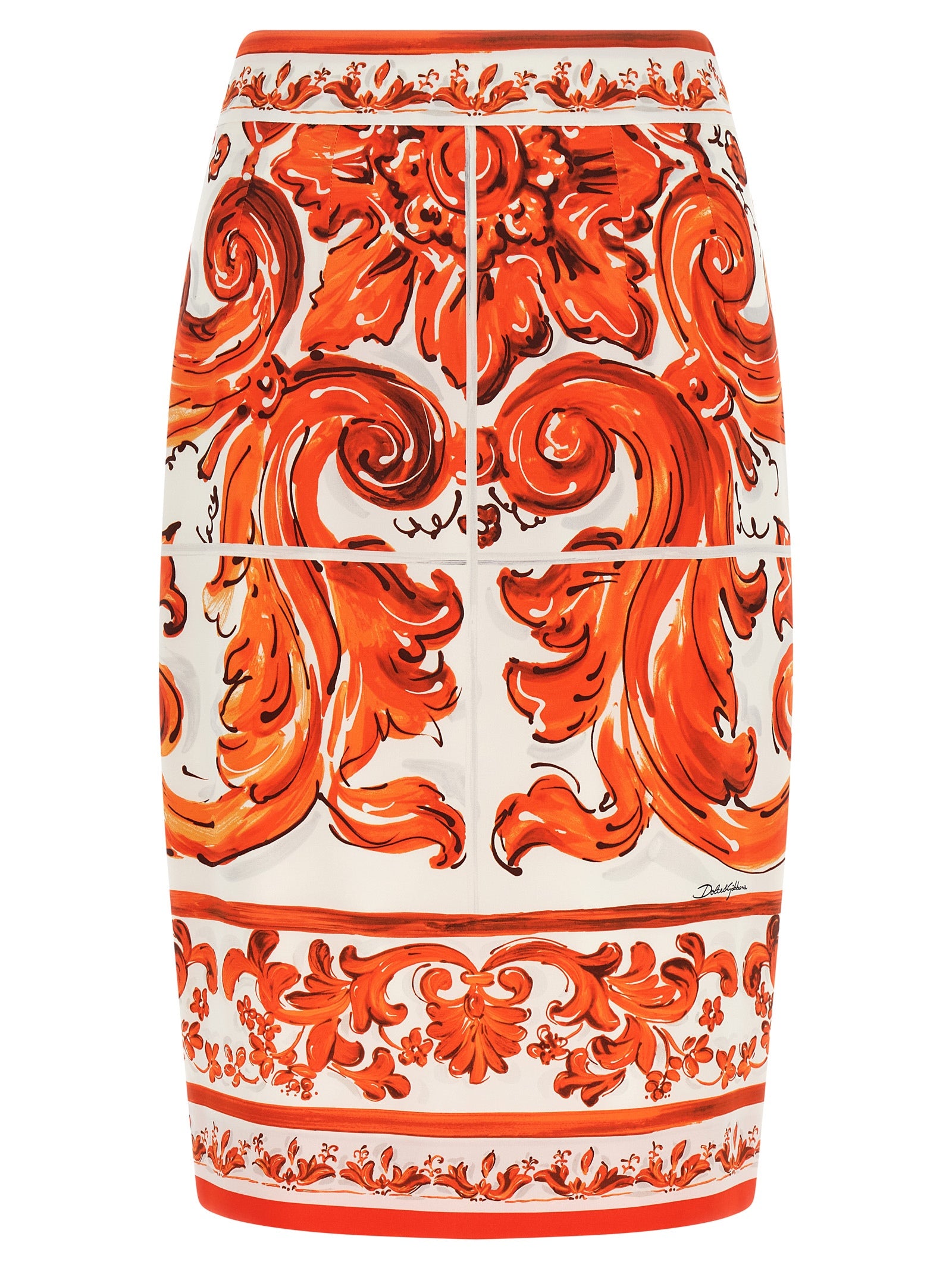 Dolce & Gabbana Orange Silk Midi Women's Skirt