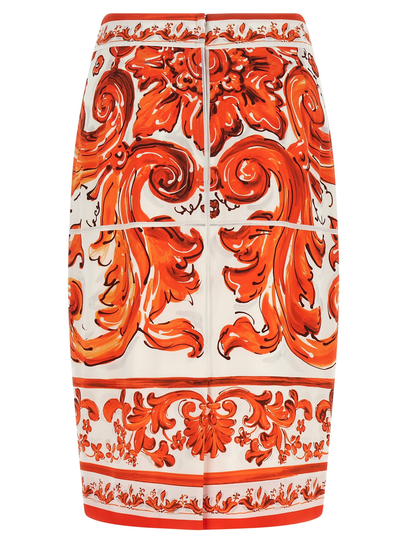 Dolce & Gabbana Orange Silk Midi Women's Skirt