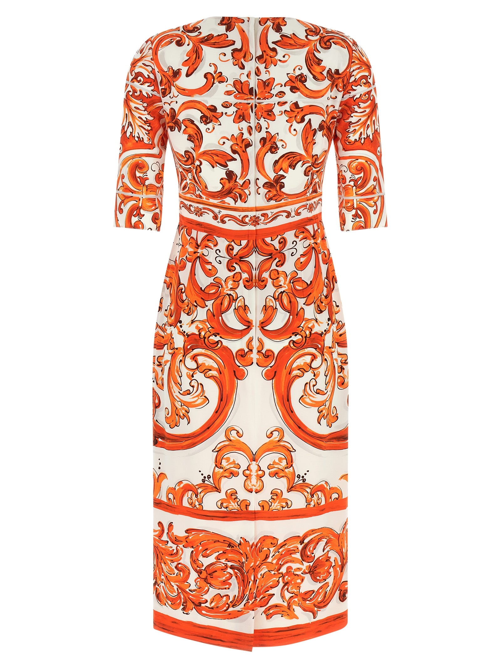 Dolce & Gabbana Orange Silk Midi Women's Dress