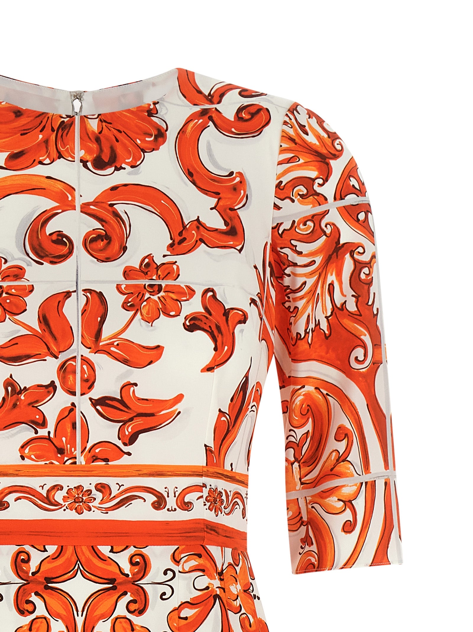 Dolce & Gabbana Orange Silk Midi Women's Dress