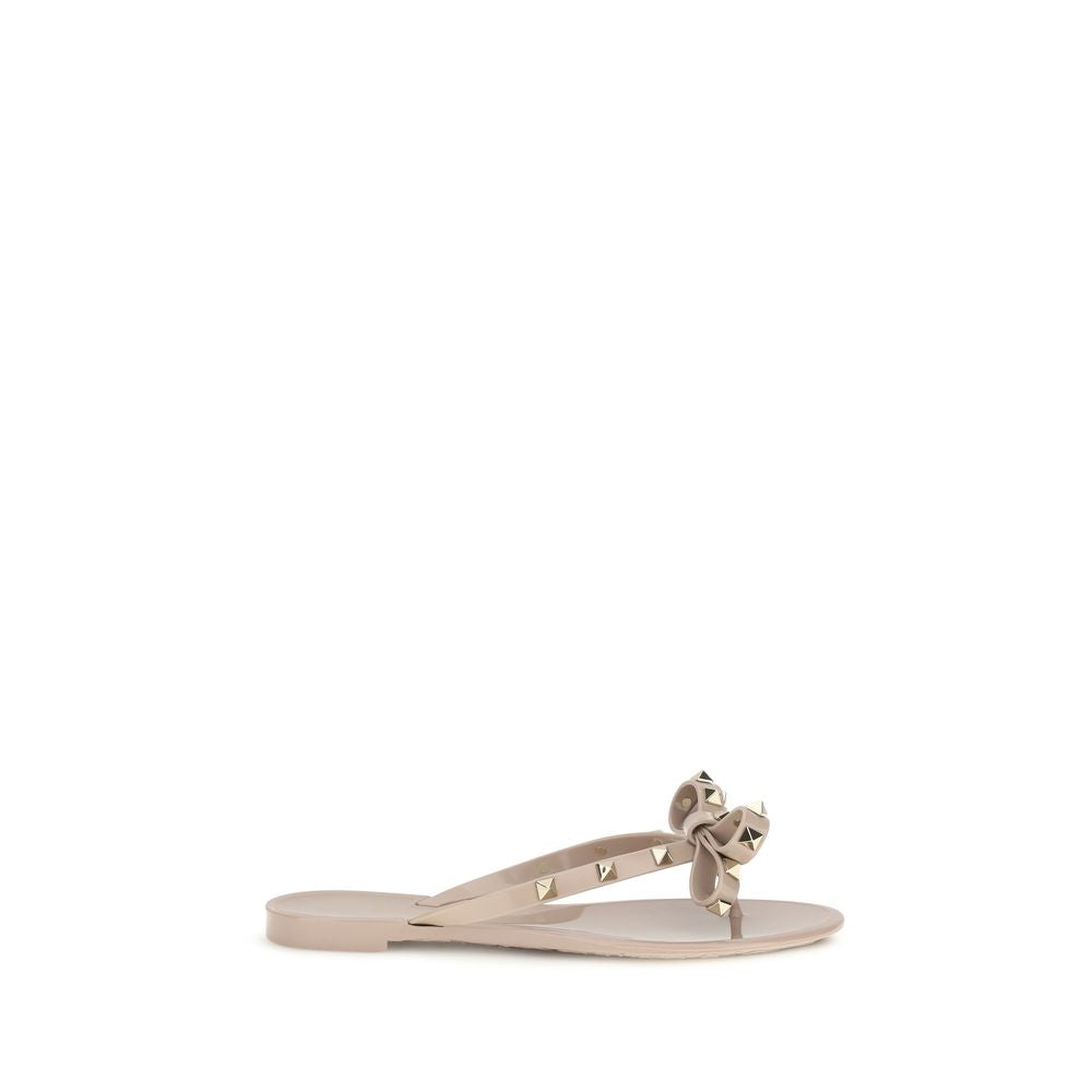 Valentino Garavani Beige Cotton Flip-Flop Women's Sandals