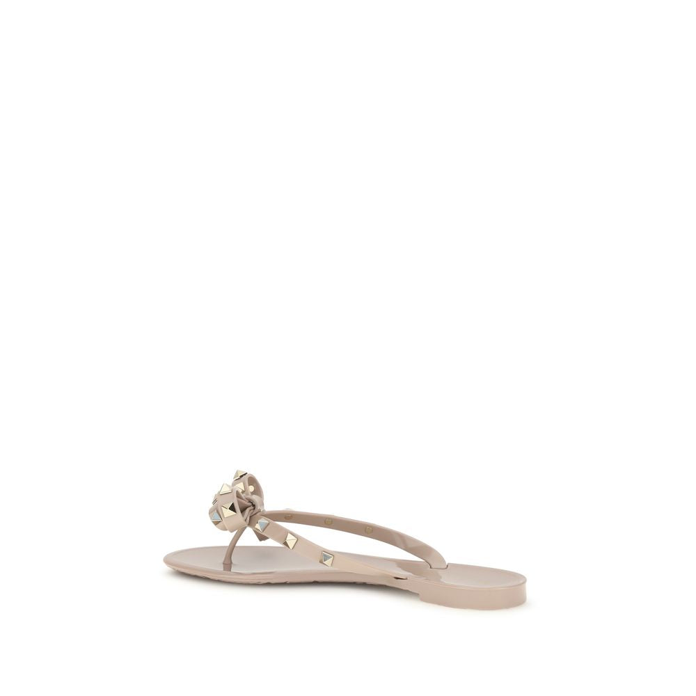 Valentino Garavani Beige Cotton Flip-Flop Women's Sandals