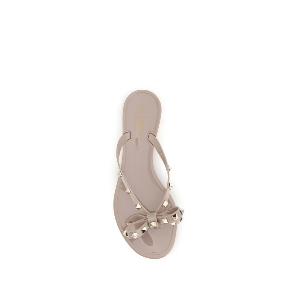 Valentino Garavani Beige Cotton Flip-Flop Women's Sandals